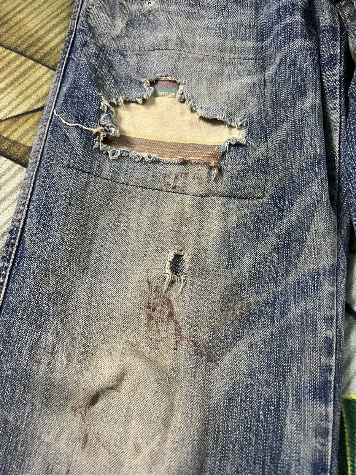 If Six Was Nine 💥Flare💥 Edwin 503 Blue Trip Eagle Model Distress Jean Size US 33 - 8 Thumbnail