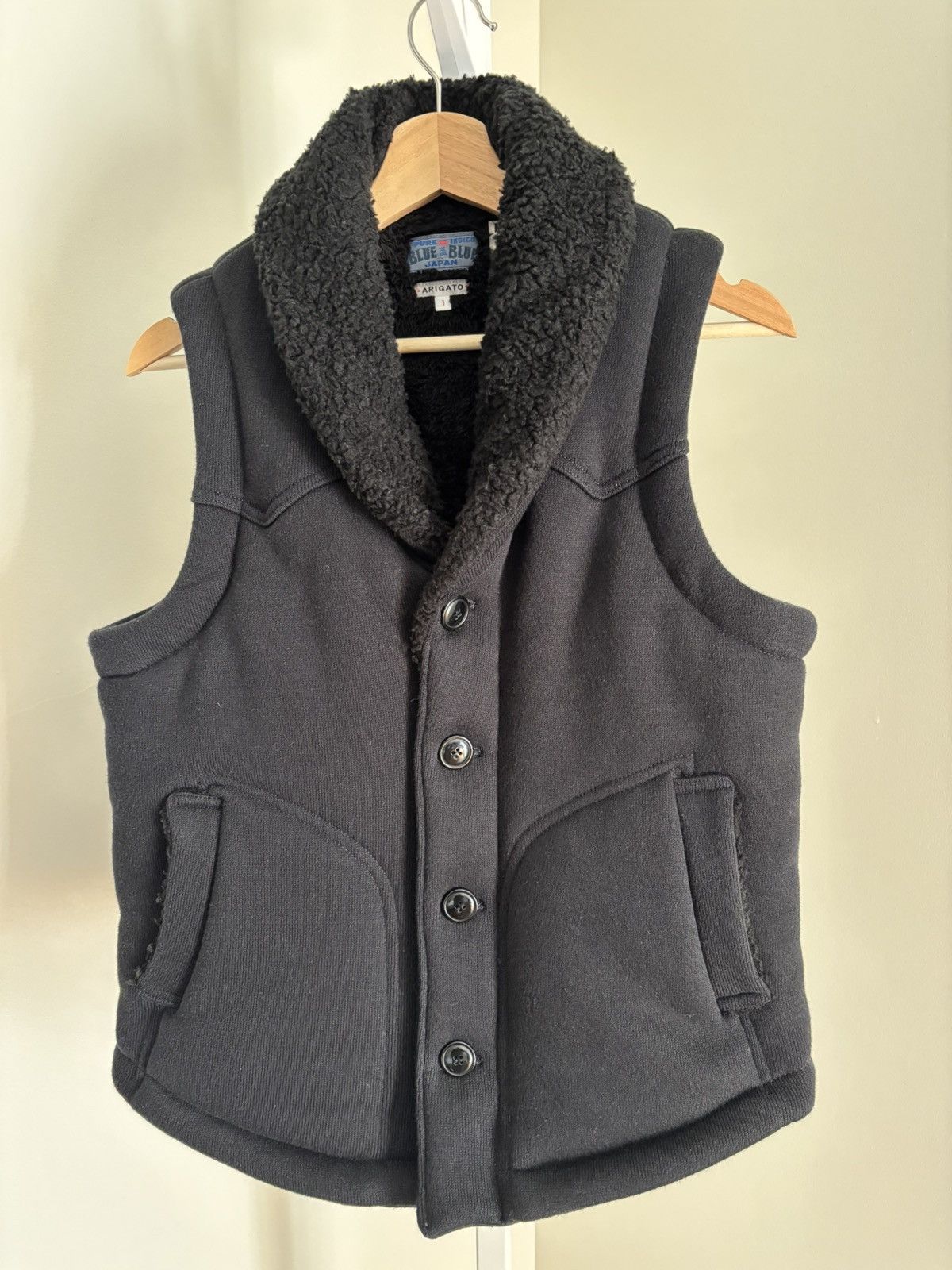 Blue Blue Japan Blue Blue Japan men's black cotton gilet made in Japan Size US S / EU 44-46 / 1 - 1 Thumbnail