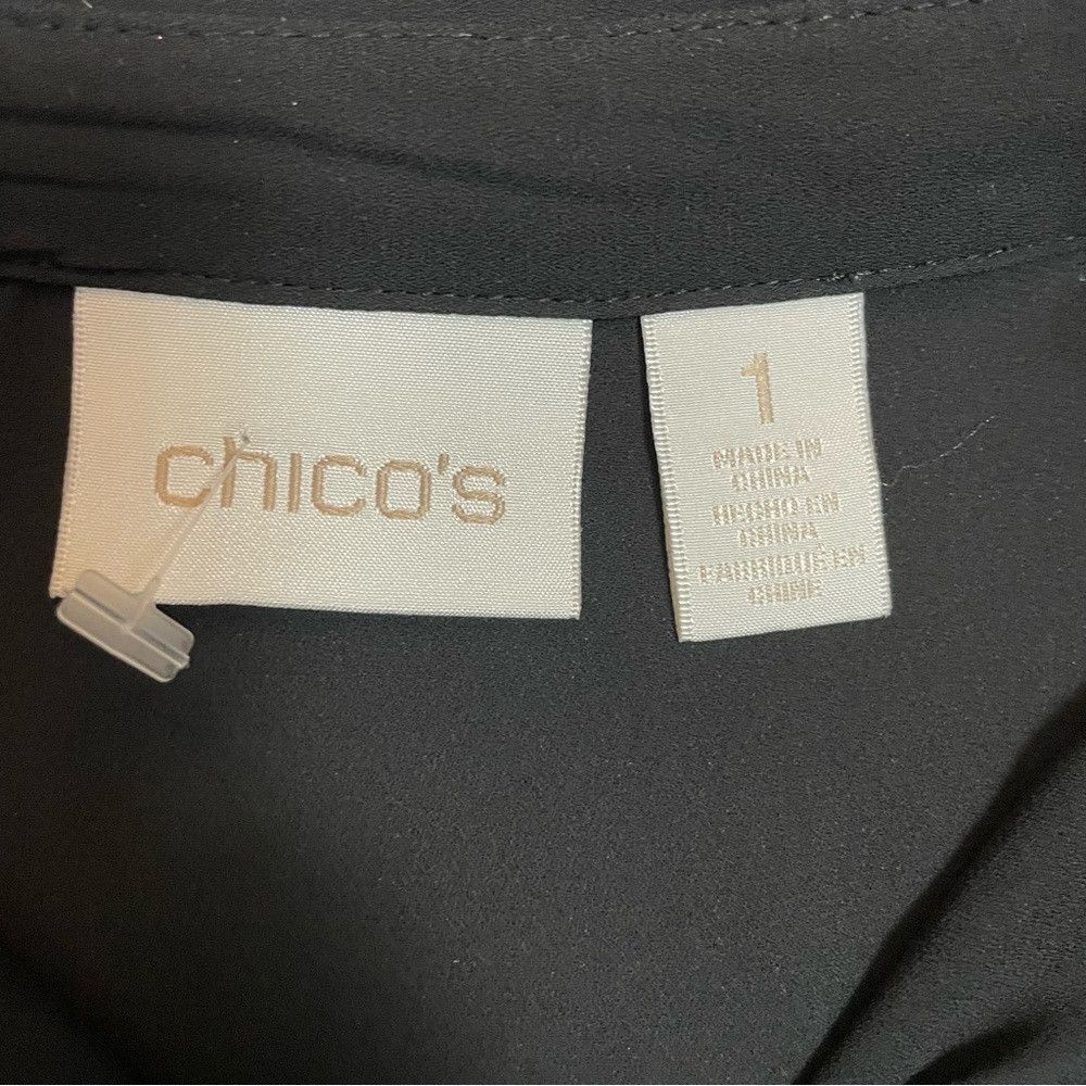 Chicos Chico's Gia Boxy Black Short Sleeve Blouse Size 1 US M Size M / US 6-8 / IT 42-44 - 8 Thumbnail