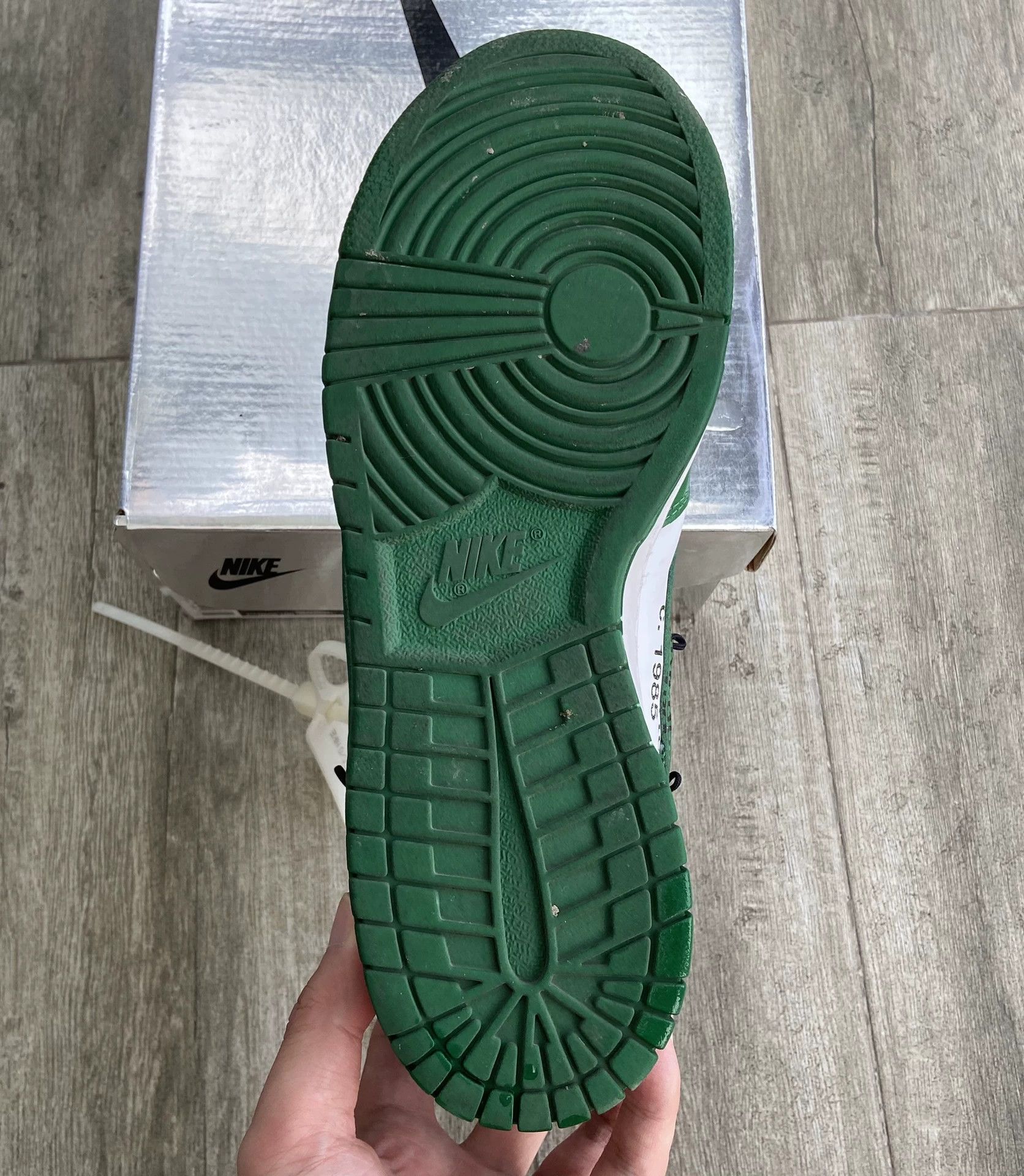 Nike OFF-WHITE x Nike Dunk Low LTHR White Green 42.5 3-4W Size US 9.5 / EU 42-43 - 6 Thumbnail