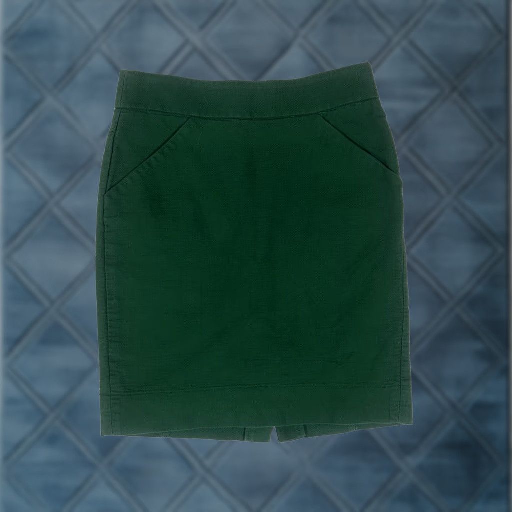 J.Crew VINTAGE J. Crew The Pencil Skirt Womens 0P Petites Green Work Professional Short Office Slit Size 25" / US 0 / IT 36 - 1 Thumbnail