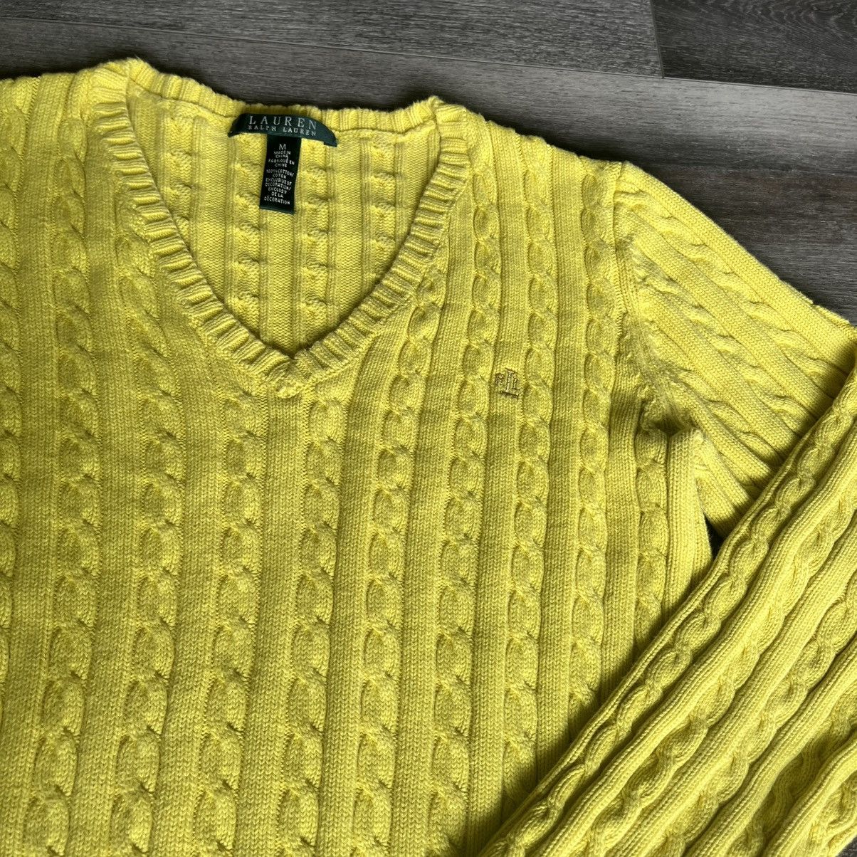 Polo Ralph Lauren Vintage Polo Lauren Ralph Lauren Cable Knit V Neck Sweater Size M / US 6-8 / IT 42-44 - 2 Thumbnail