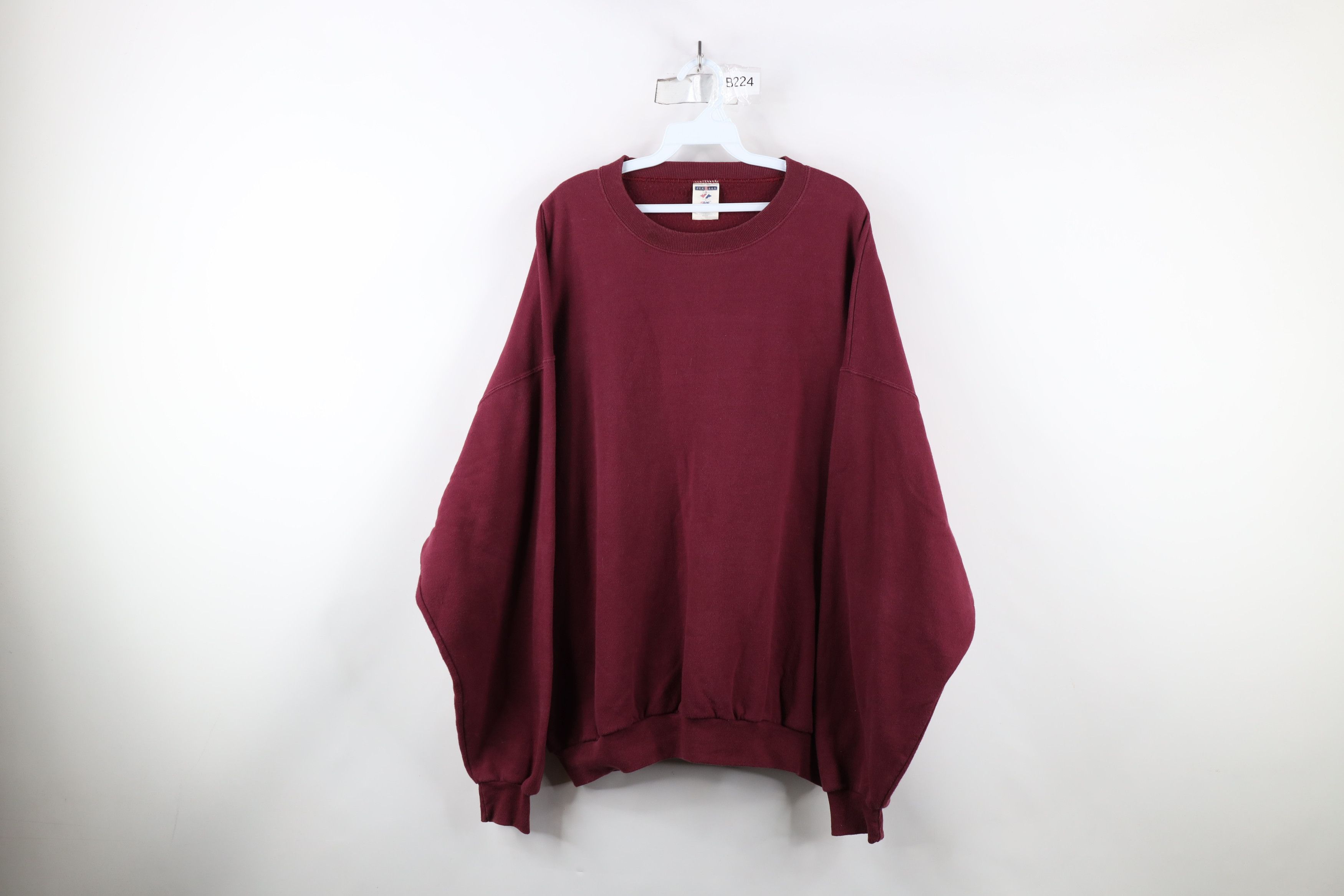 Vintage Vintage 90s Streetwear Blank Crewneck Sweatshirt Maroon Size US XXL / EU 58 / 5 - 1 Thumbnail