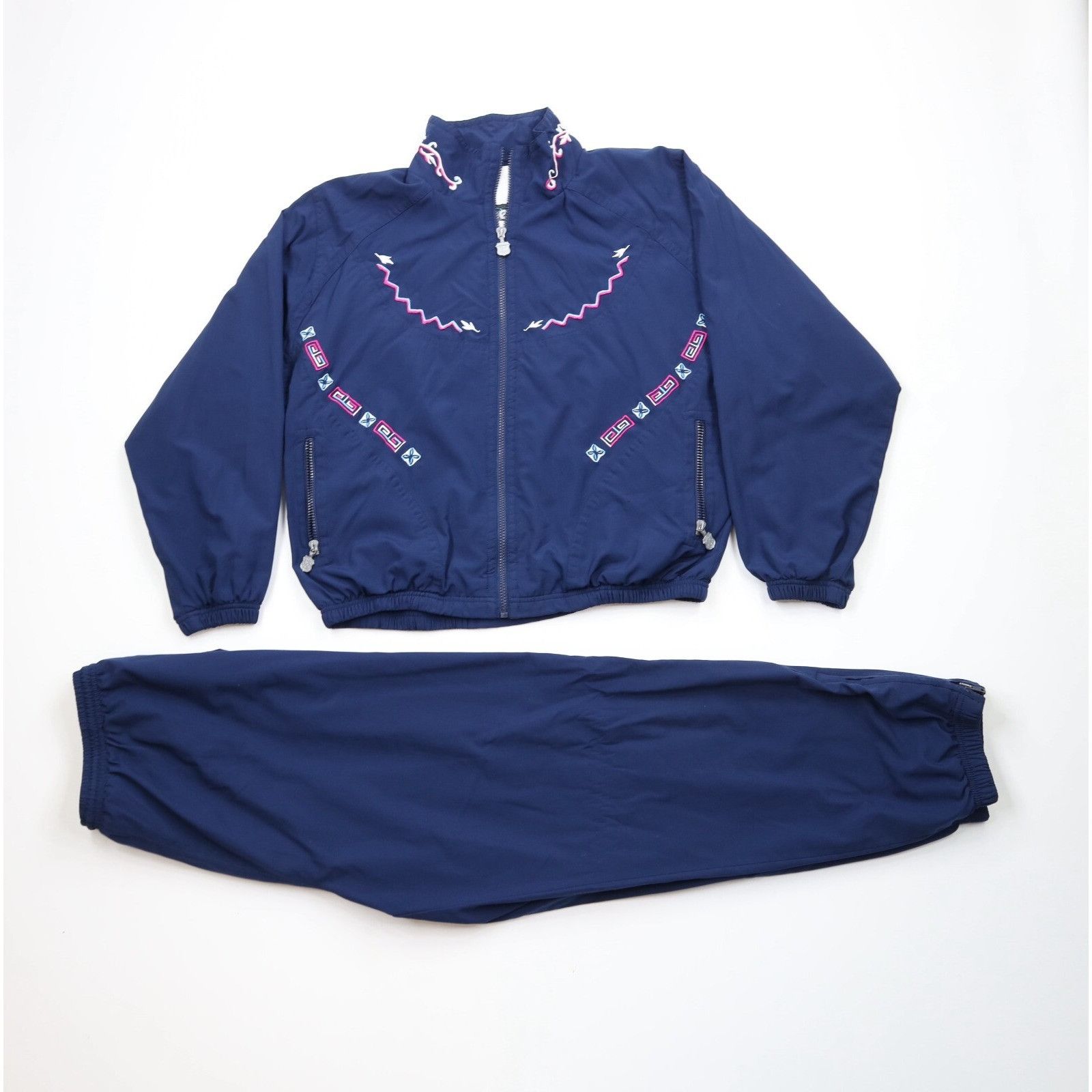 Vintage Vintage 90s Streetwear 2 Piece Geometric Flower Track Suit Size L / US 10 / IT 46 - 1 Thumbnail