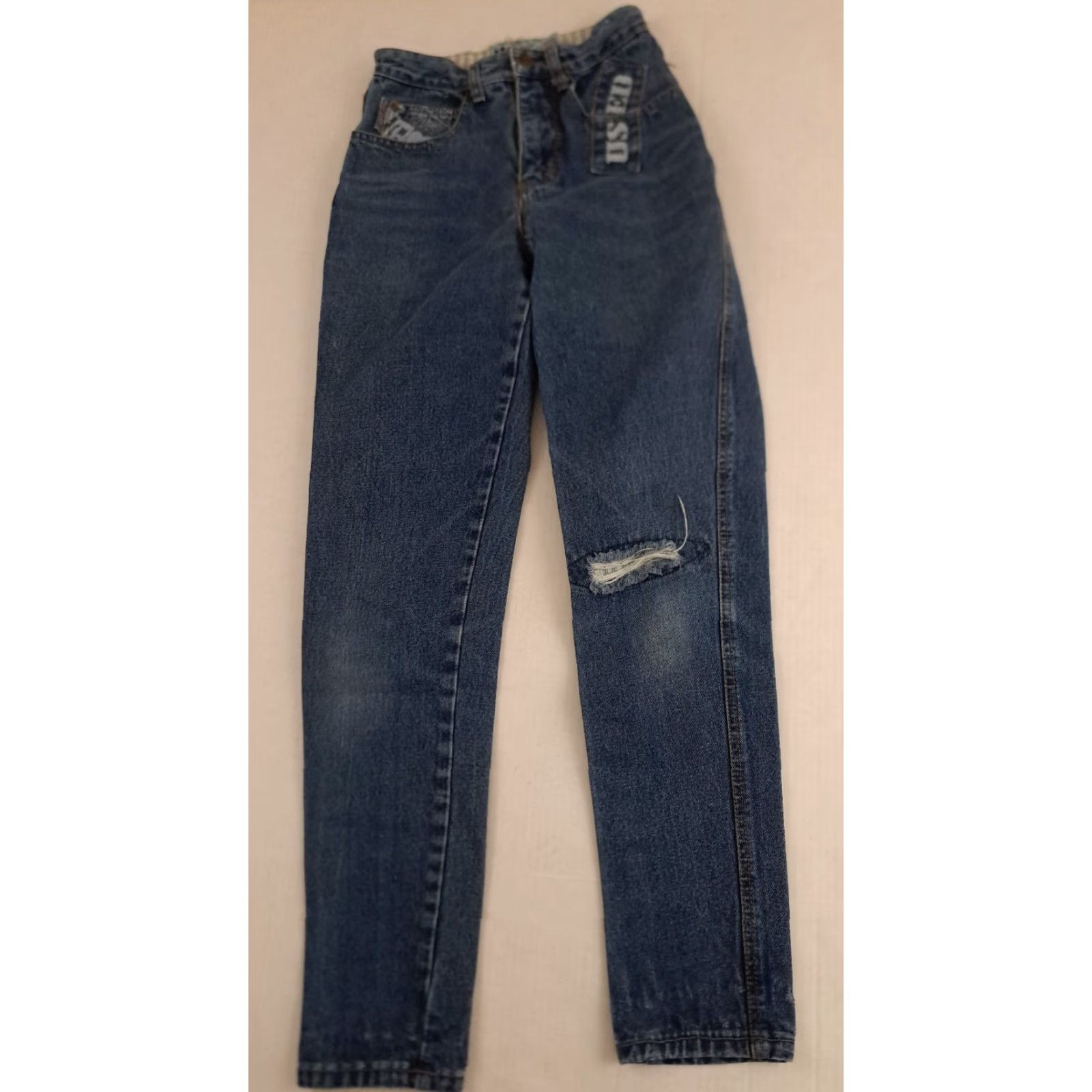 Denime VINTAGE Get Used Jeans Women 5-Pocket Denim Blue Straight Distressed 26 29 Inseam Size 26" / US 2 / IT 38 - 2 Thumbnail