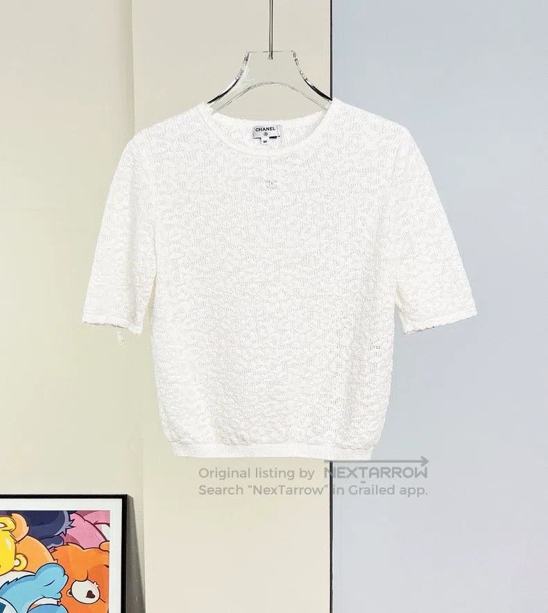 Chanel Chanel 22P white thin embossed transparent knitted short s Size XS / US 0-2 / IT 36-38 - 1 Thumbnail