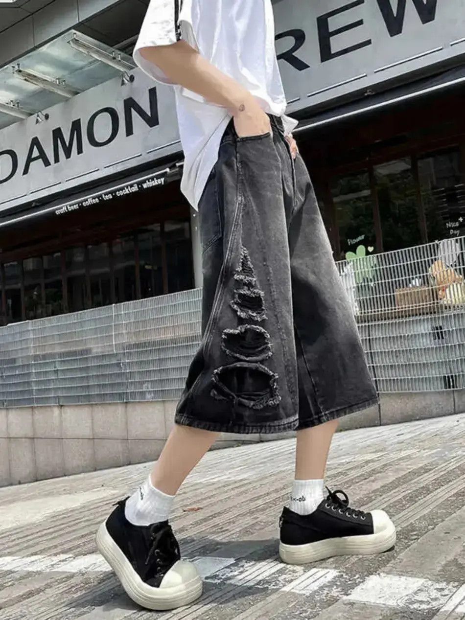 Japanese Brand Retro cut wide leg straight leg denim shorts Size US 32 / EU 48 - 3 Thumbnail