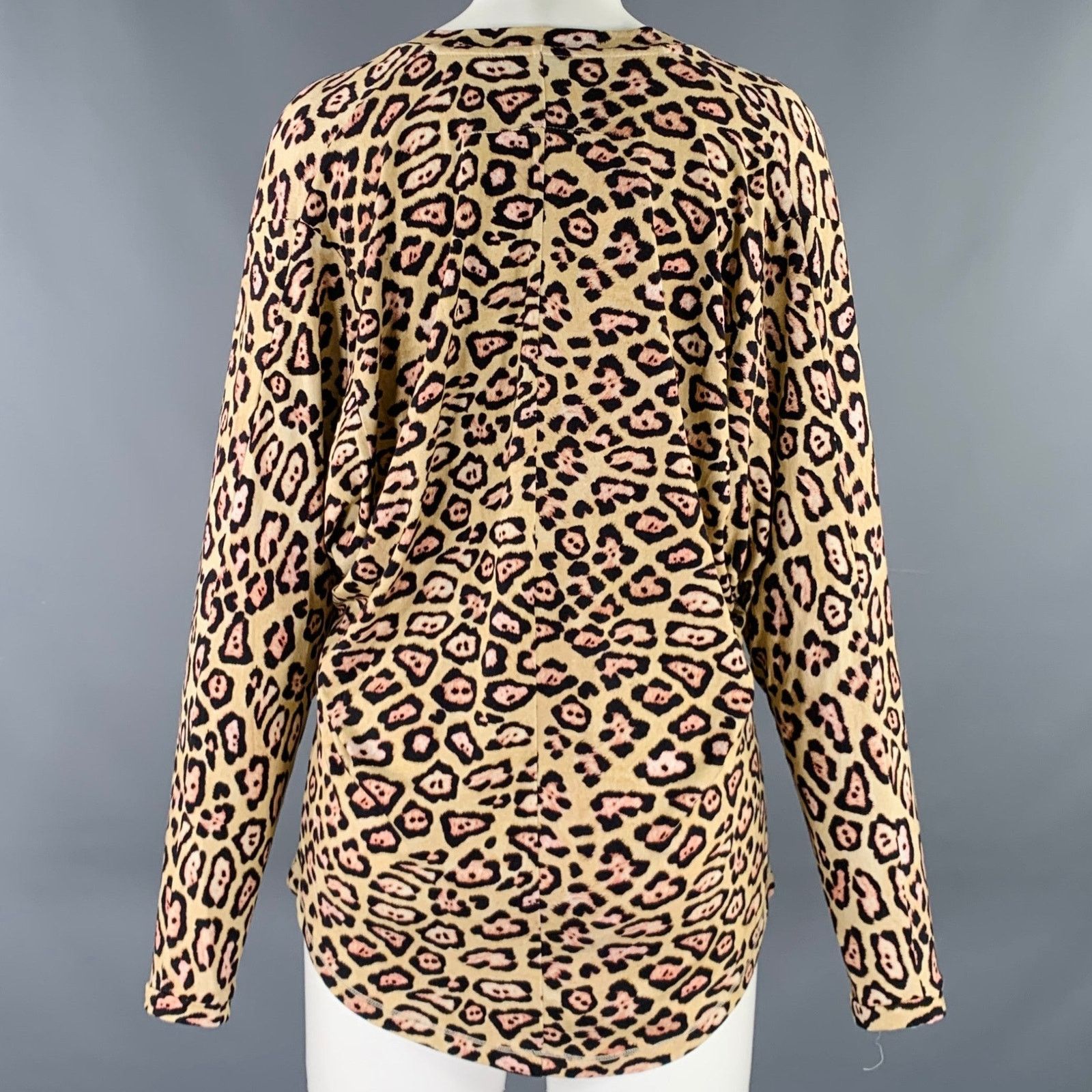 Givenchy GIVENCHY Beige Brown Viscose Animal Print V-Neck Casual Top Size S / US 4 / IT 40 - 3 Thumbnail