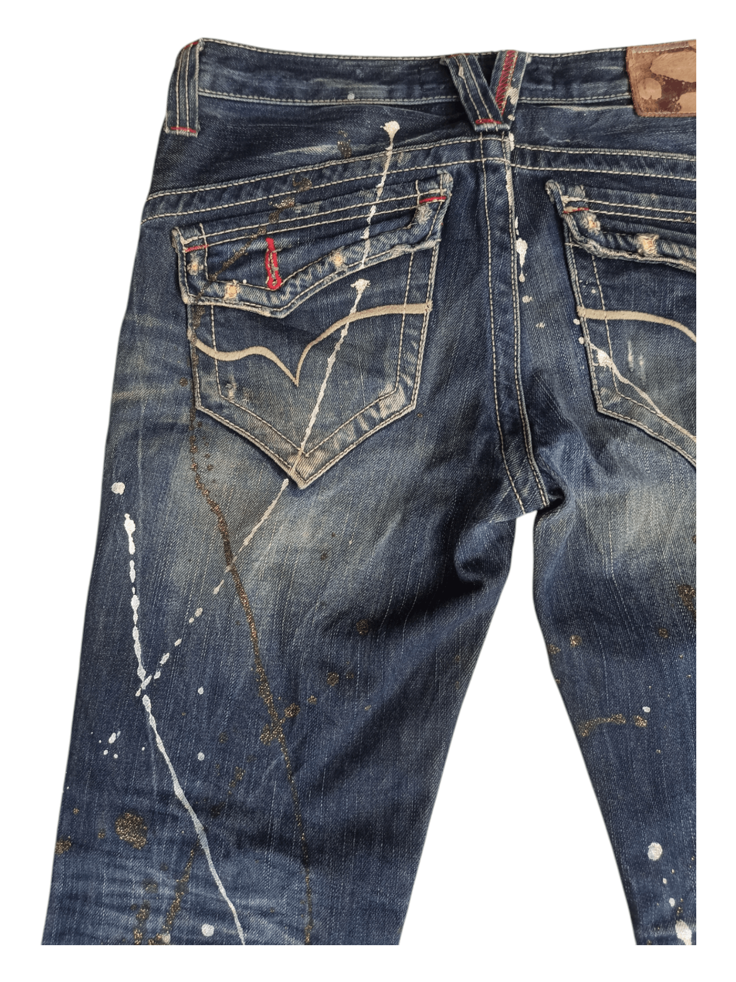 Japanese Brand Lagust Paint Splatter Mud Wash Distressed Flare Jeans Size US 30 / EU 46 - 10 Thumbnail