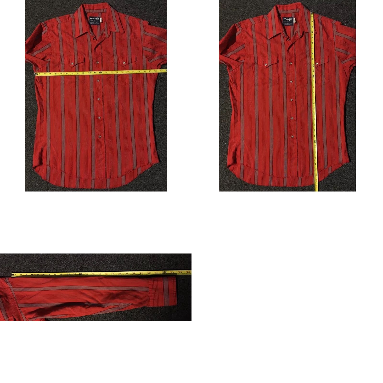 Wrangler VINTAGE Wrangler Striped Pearl Snap Shirt M 16-35 Red Cotton Button-Up Casual Men Square Collared Rodeo 70s 80s Southwestern USA Mens Size US M / EU 48-50 / 2 - 8 Thumbnail