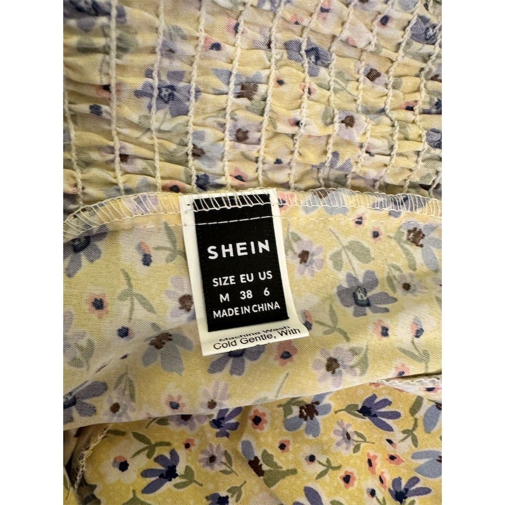 Shein SHEIN Women's M Yellow Floral Boho Ruched Cami Top Sleevele Size M / US 6-8 / IT 42-44 - 4 Thumbnail