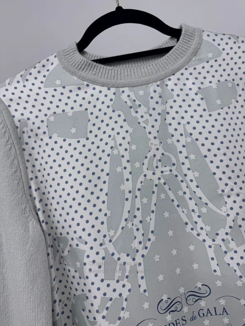 Hermes Hermes Blue-gray polka dot silk knit top Size XS / US 0-2 / IT 36-38 - 2 Thumbnail