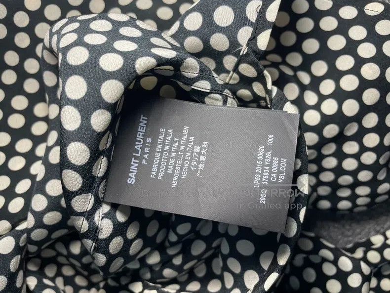 Saint Laurent Paris Saint Laurent Paris Black and White Polka Dot Silk Shirt Size XS / US 0-2 / IT 36-38 - 4 Thumbnail