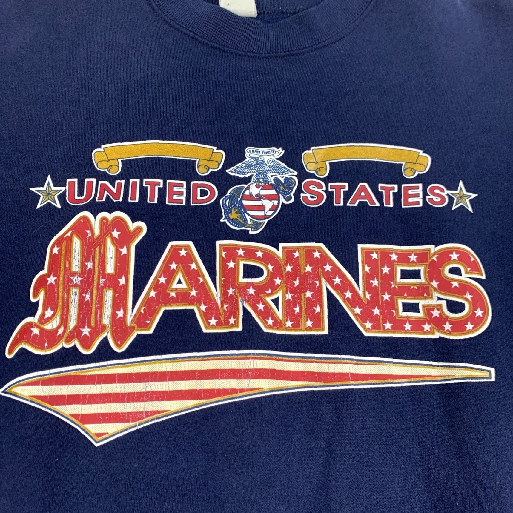 Soffe VINTAGE Marines Sweatshirt Soffe Adult XL Blue Logo 90s USA Military Shirt Mens Size US XL / EU 56 / 4 - 2 Thumbnail