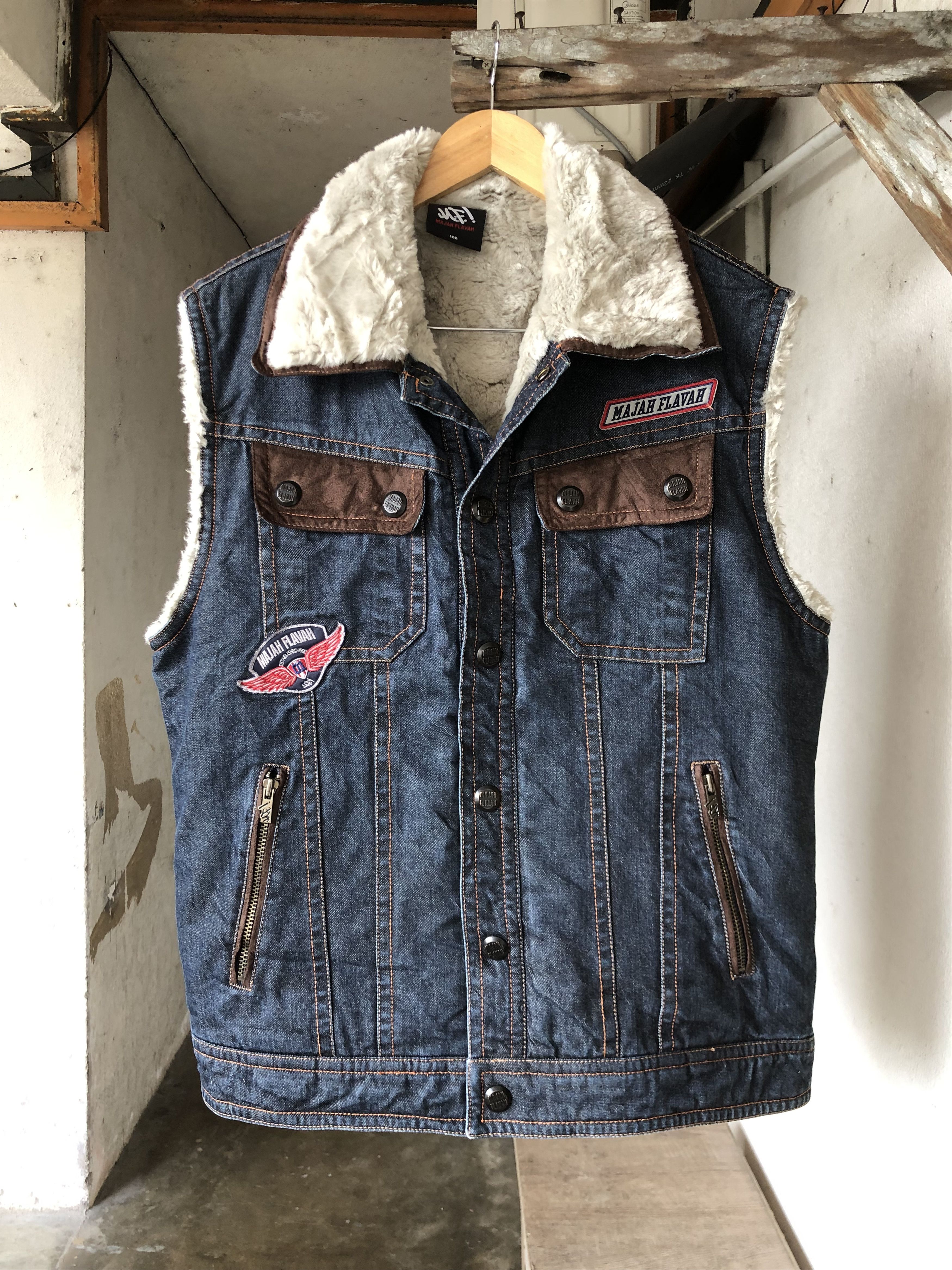 Japanese Brand Rare Majah Flavah Undaground HipHop Denim Vest Jacket Size US L / EU 52-54 / 3 - 1 Thumbnail