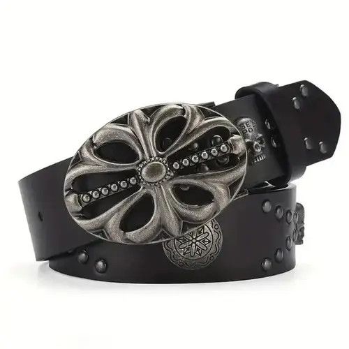 Other Punk Inlaid Skull Black Belt Size ONE SIZE - 1 Thumbnail