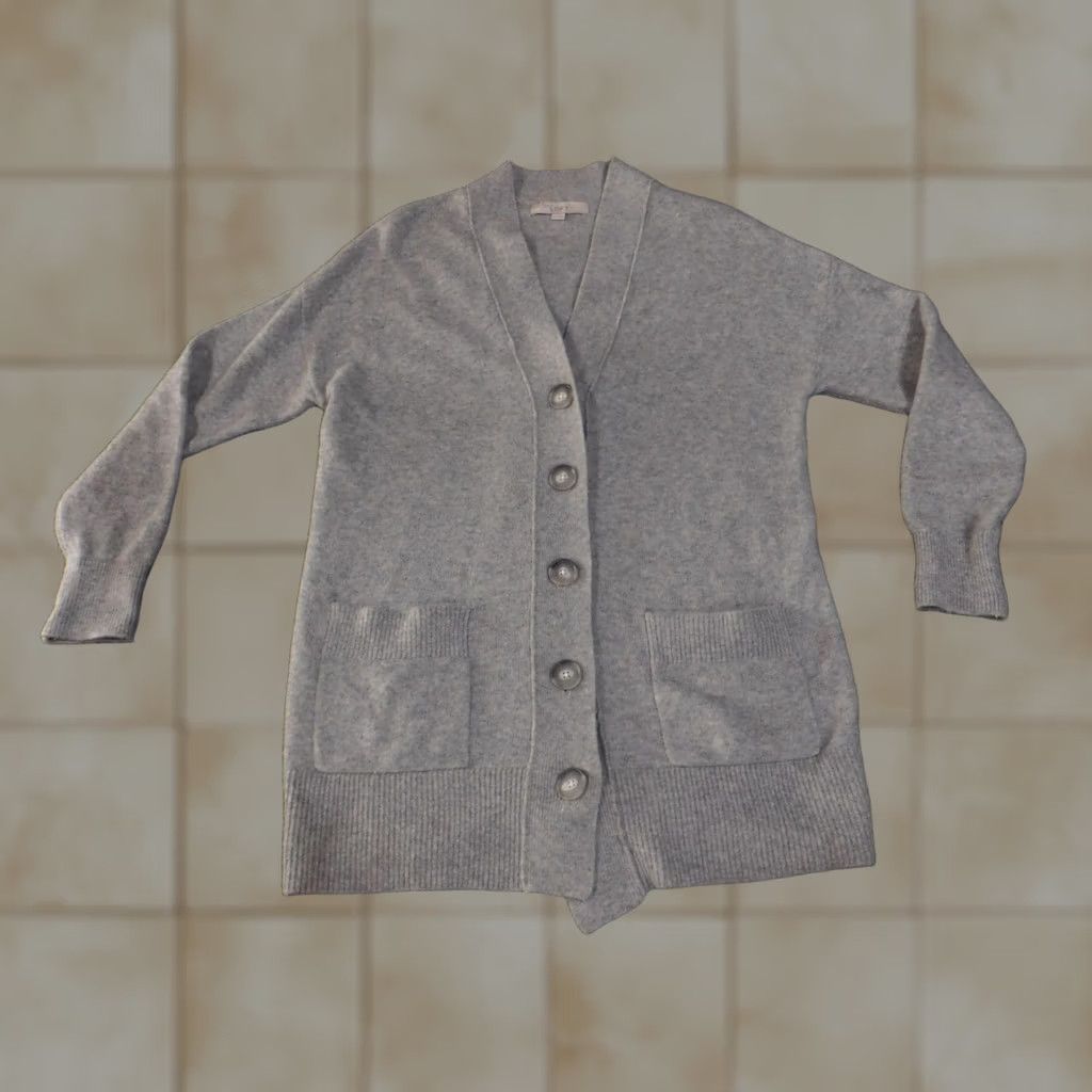 Loft LOFT Ann Taylor Cardigan Sweater Womens XS Gray V-Neck Button Front Pockets Ribbed Knit Shirt Size XS / US 0-2 / IT 36-38 - 1 Thumbnail