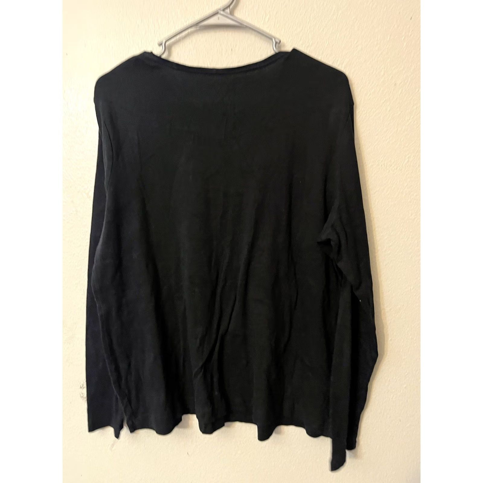 Croft & Barrow Croft Barrow Classic T Knit Top Black Long Sleeves Round Neck Women's Size XXL Size XXL / US 16-18 / IT 52-54 - 3 Thumbnail