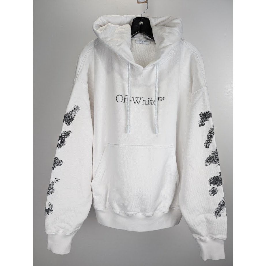 Off-White o1rshd1 Diags Bit Book Skate Hoodie in White/Black Size US M / EU 48-50 / 2 - 2 Thumbnail