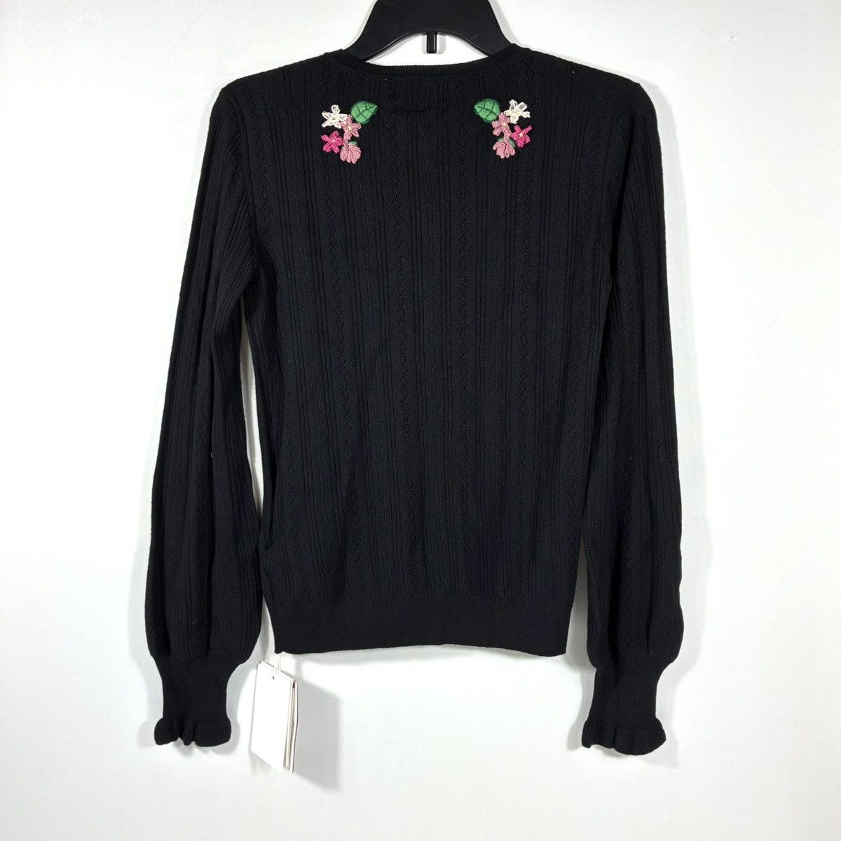 Valentino Valentino Garavani Floral Embroidered Wool Cardigan S Black Size S / US 4 / IT 40 - 20 Thumbnail