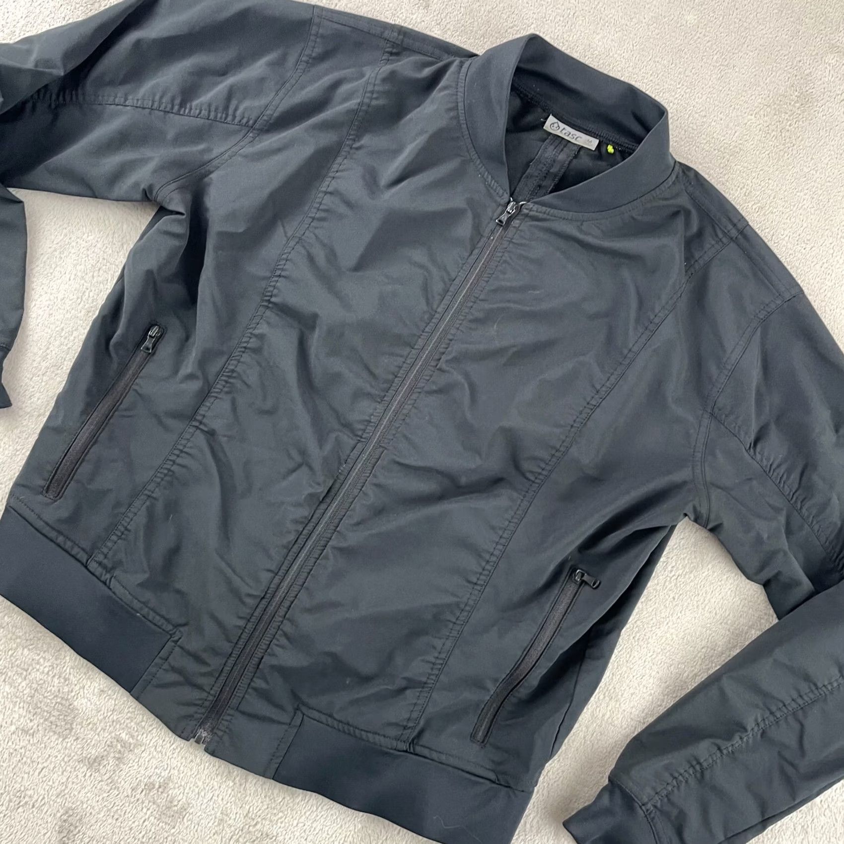 Vintage TASC Performance Jacket Women Medium Black Full Zip Bomber Zip Pockets Active Size M / US 6-8 / IT 42-44 - 6 Thumbnail