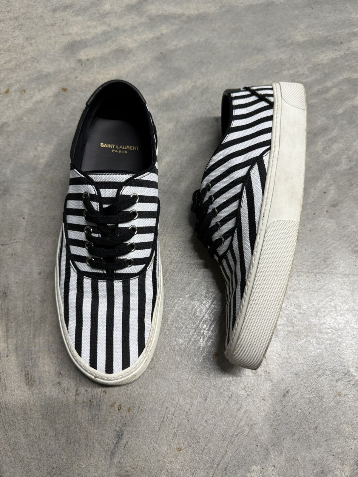 Pre-owned Saint Laurent Venice Stripe Sneakers In White