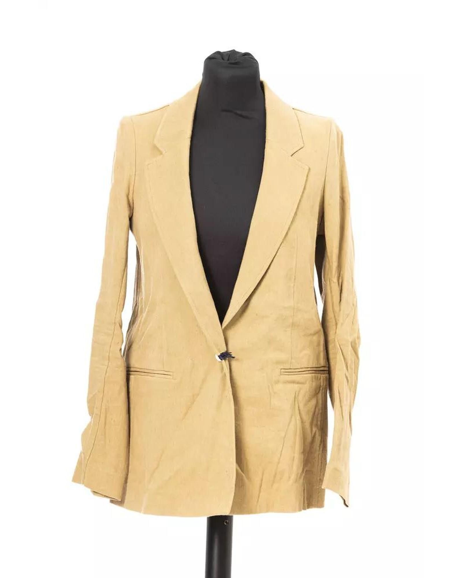 image of Jacob Cohen Cotton Jacket With Classic One Button Closure in Beige, Women's (Size Medium)