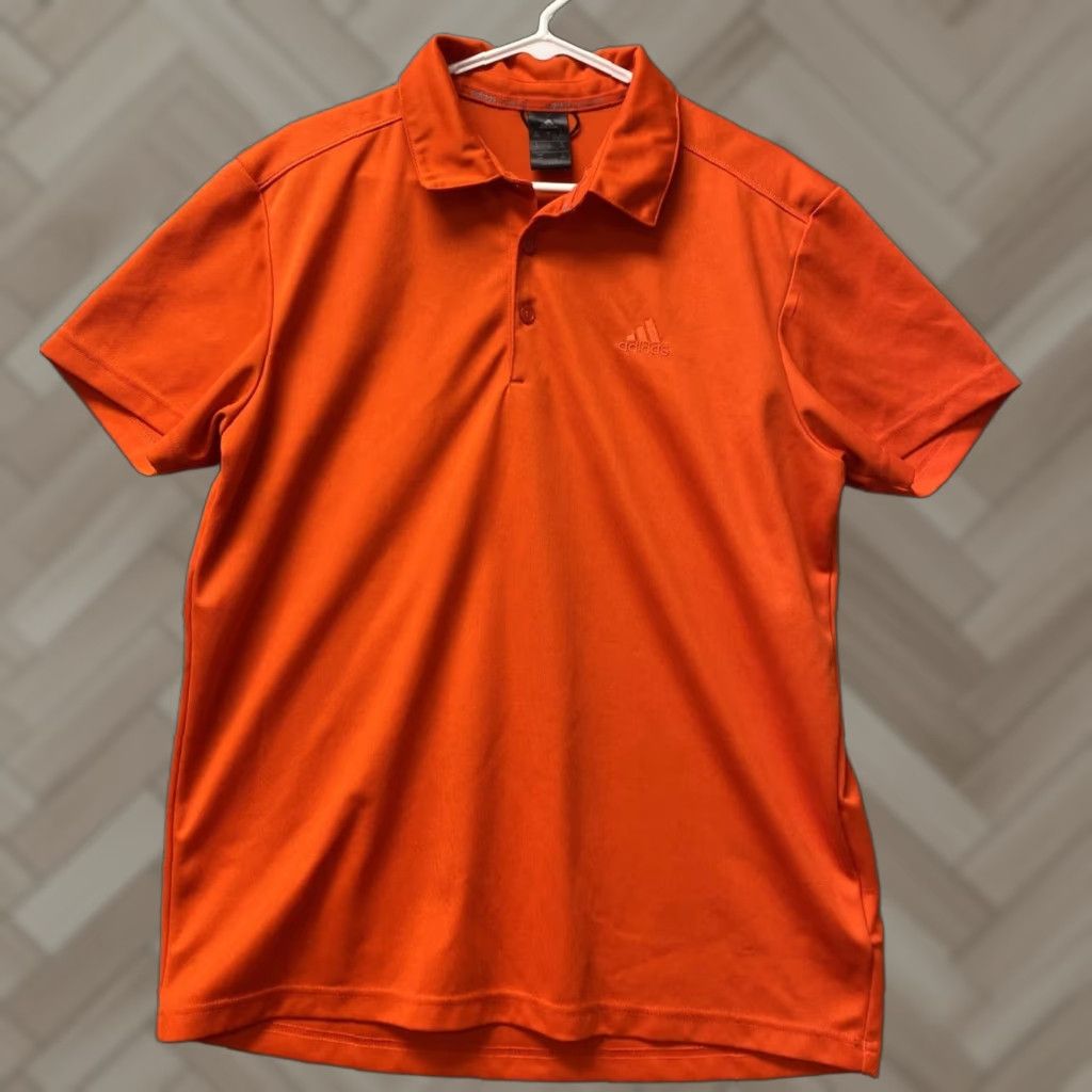 Nike Adidas Golf Polo Shirt Men Orange Dri-Fit Logo Short Sleeve Collar Nike Brand 112-46 Regular Fit Quick Dry Activewear Golf /112-46 Size US L / EU 52-54 / 3 - 1 Thumbnail