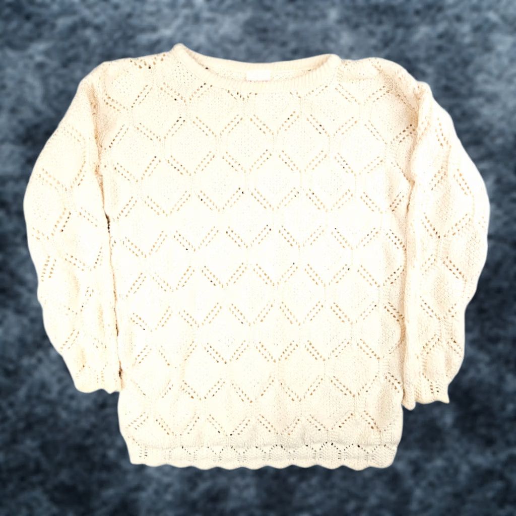 Vintage VINTAGE Huntington Ridge Sweater Womens Size Medium Cream Diamond Made In USA Size M / US 6-8 / IT 42-44 - 1 Thumbnail