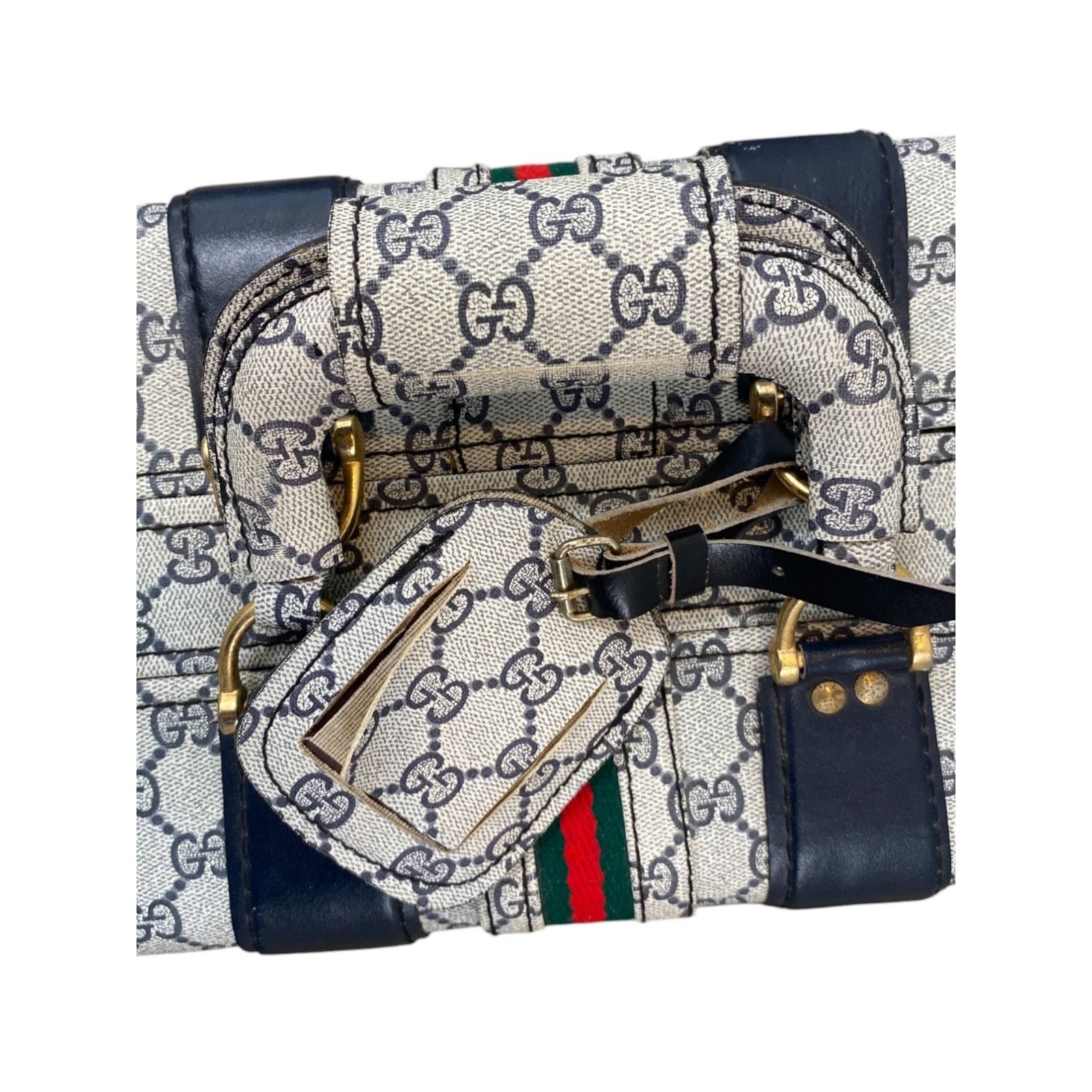 Gucci 1970s Monogram Webstripe Gray Suitcase Size ONE SIZE - 11 Thumbnail