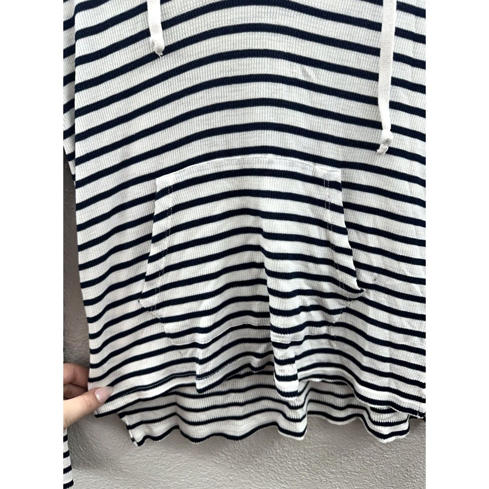 Splendid Small White Black Striped Long Sleeve Hooded Thin Womens Shirt Splendid Size S / US 4 / IT 40 - 3 Thumbnail