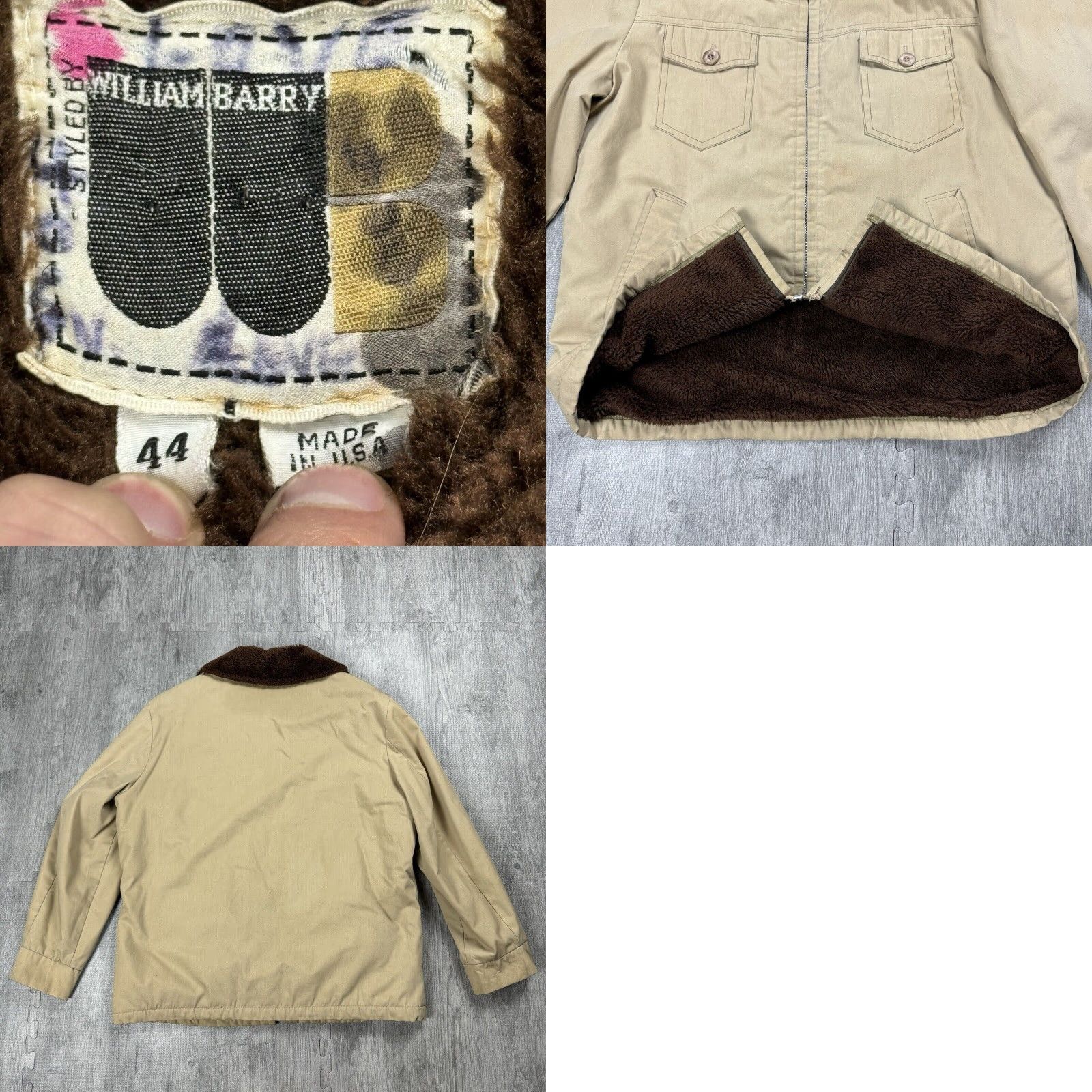 Vintage VINTAGE William Barry TAN Faux Fur Lined Jacket Coat Full Zip USA Made 44 Men Regular Jacket Size US S / EU 44-46 / 1 - 8 Thumbnail