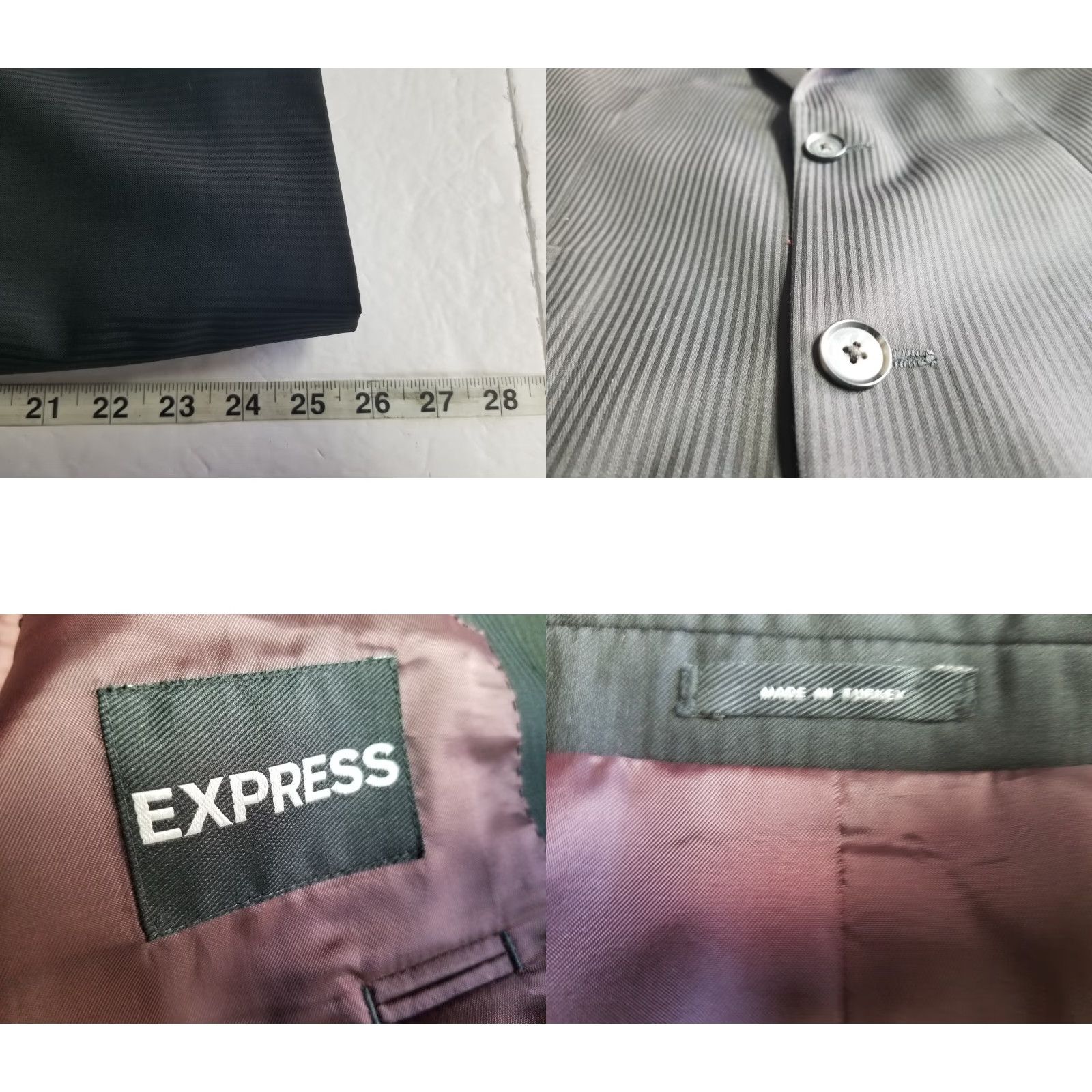 Express Express Blazer / Wool Blend / Black / 40R / Two Button / Pockets / Men’s Suit Jacket / 2 Piece / Business Casual / Striped / Regular Mens Size 40R - 8 Thumbnail