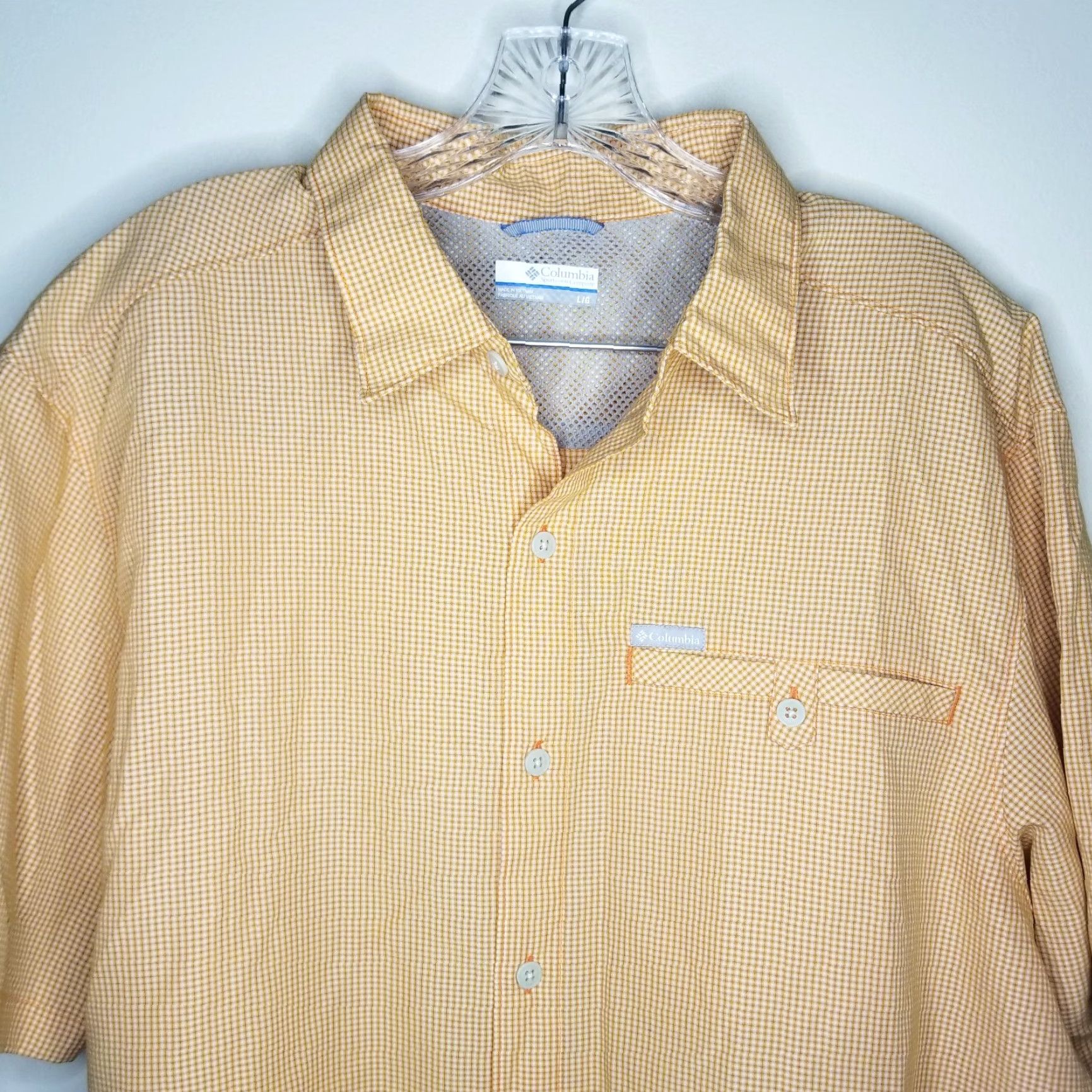 Vintage Columbia Mens Orange Short Sleeve Button-Up Size L Size US 33 - 2 Thumbnail