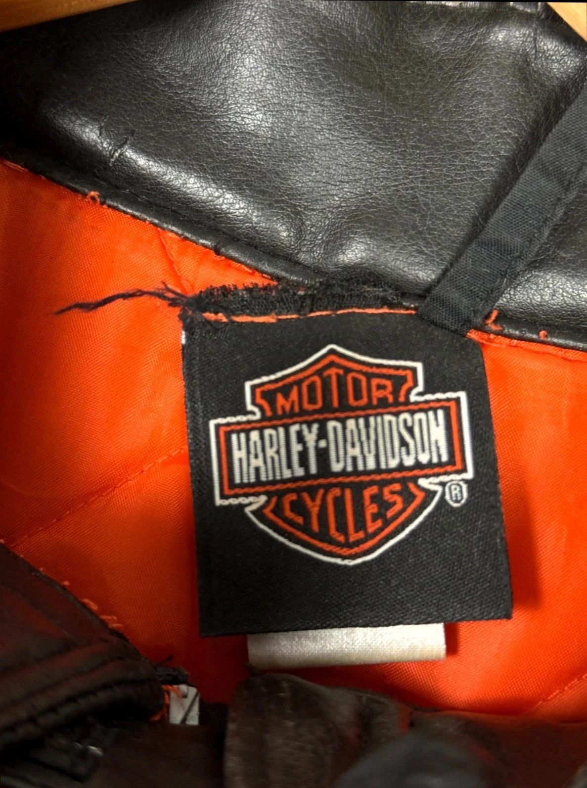 Vintage Harley Davidson Leather Jacket Big Logo Black Orange Size US L / EU 52-54 / 3 - 5 Thumbnail