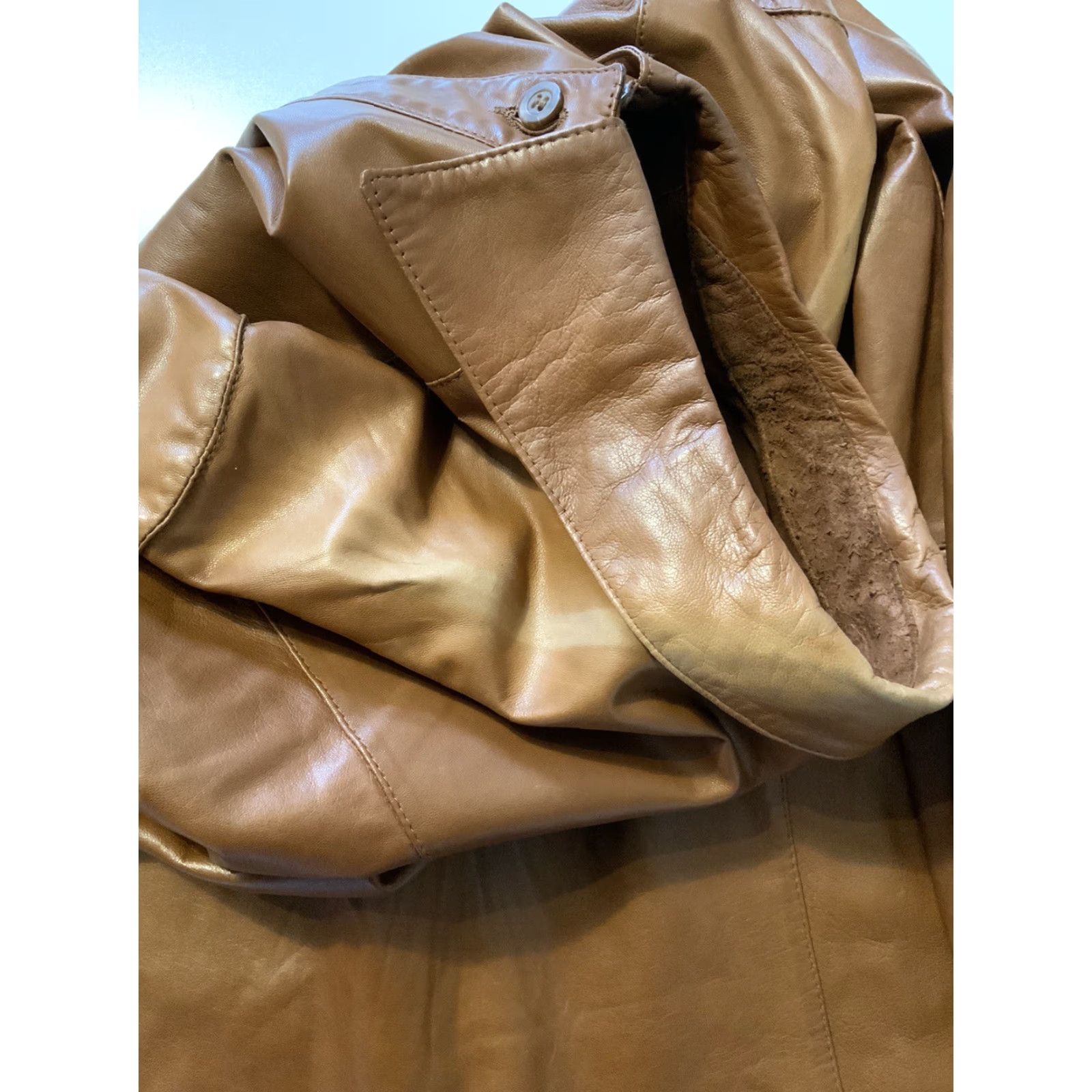 Vintage VINTAGE Glenn Laiken Alandales Nappa Leather Tobacco Brown Button Shacket 42 Mens Shirt/Shacket Small details Size US XL / EU 56 / 4 - 7 Thumbnail