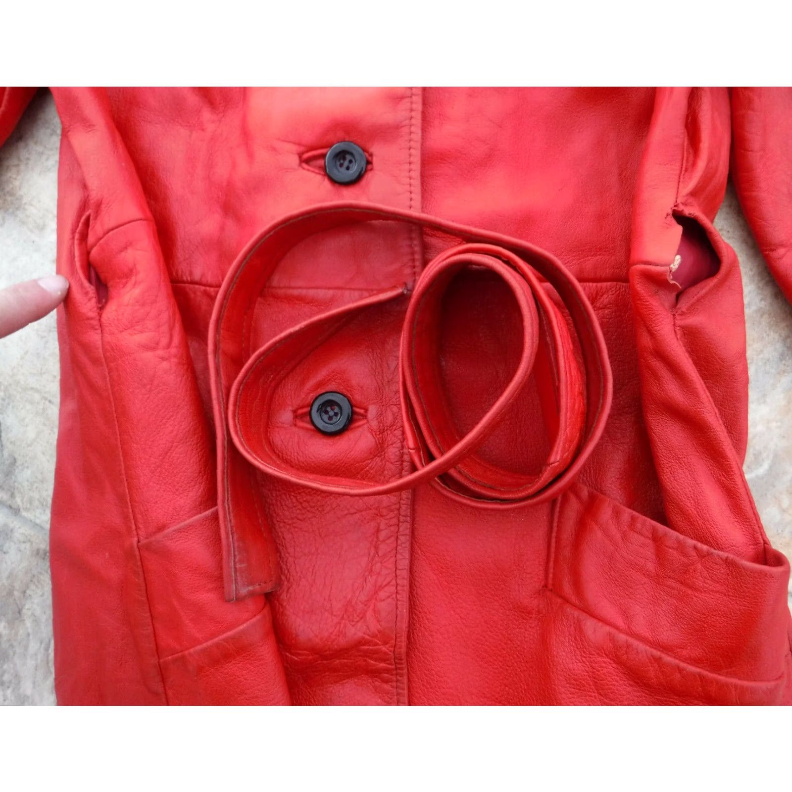 Vintage VINTAGE Annshire Red Leather Coat Jacket ILGWU Leather Coat Jacket Women's Medium Red 1970s 1980s Union Made Casual Everyday Mens Girls Womens Size M / US 6-8 / IT 42-44 - 7 Thumbnail