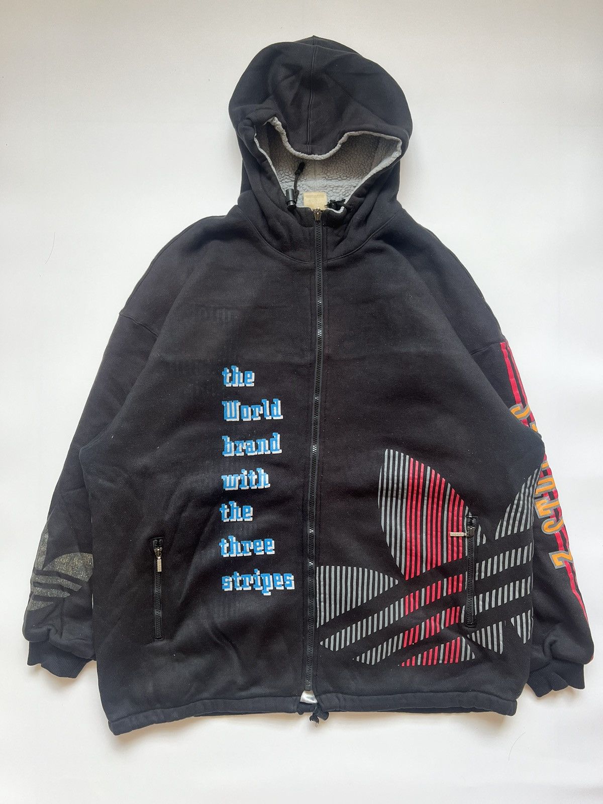 Adidas Vintage 90's Adidas Trefoil Sherpa Jacket Size US XXL / EU 58 / 5 - 2 Thumbnail