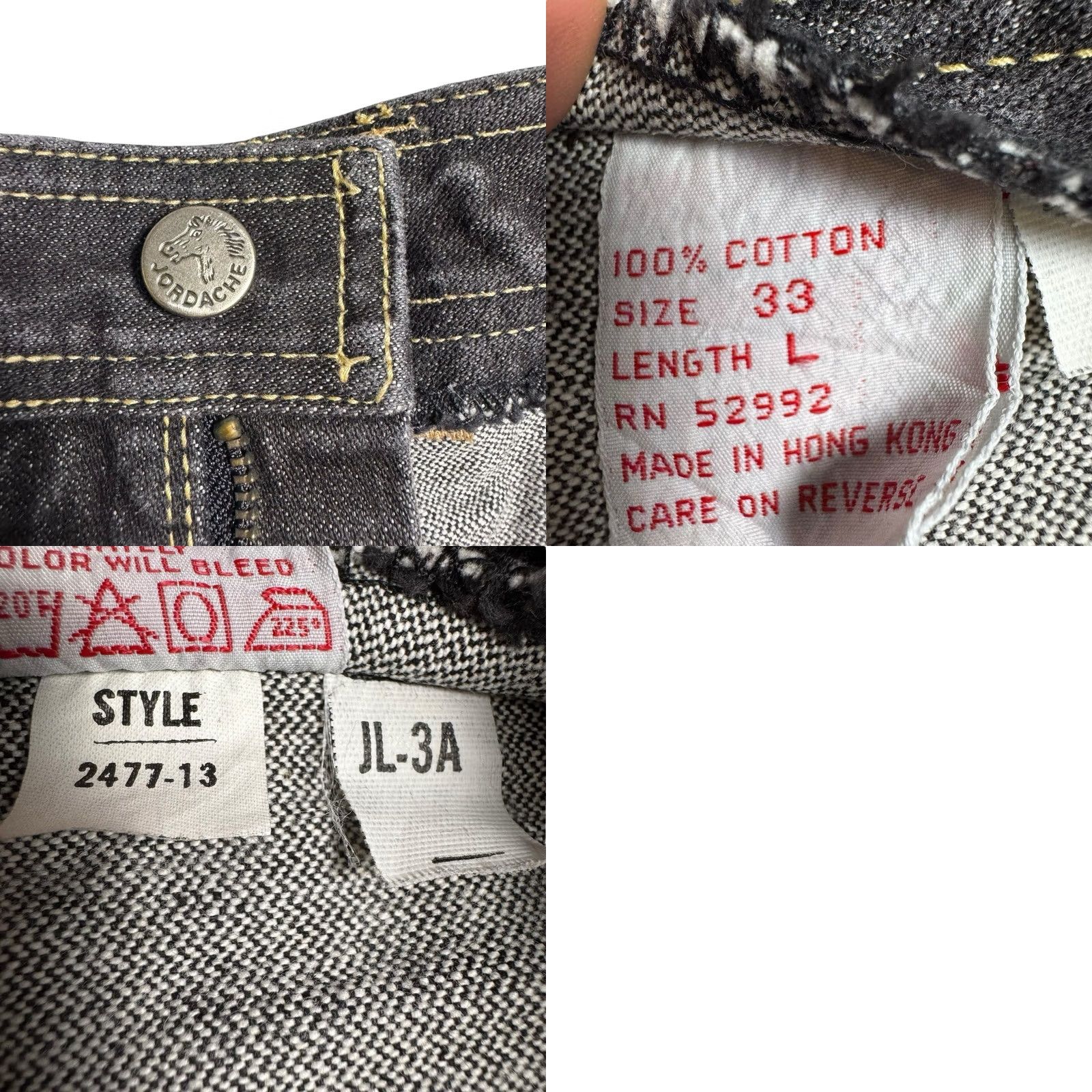 Jordache VINTAGE Jordache Jeans Mens 32x28 Charcoal Denim Thick Stitch Horse Head 90s Size US 33 - 9 Thumbnail