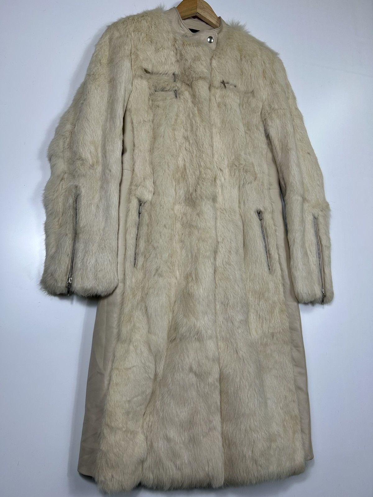 Sagafurs 🔥 Ines Et Marechal Rabbit Fur Real Leather Long Jacket Size S / US 4 / IT 40 - 2 Thumbnail