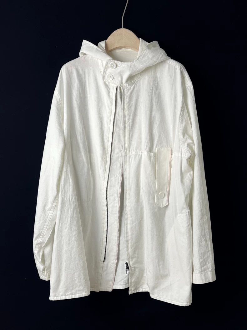 Yohji Yamamoto Yohji Yamamoto 22AW Cotton White Hooded Shirt 2505-Nextarro Size US M / EU 48-50 / 2 - 3 Thumbnail