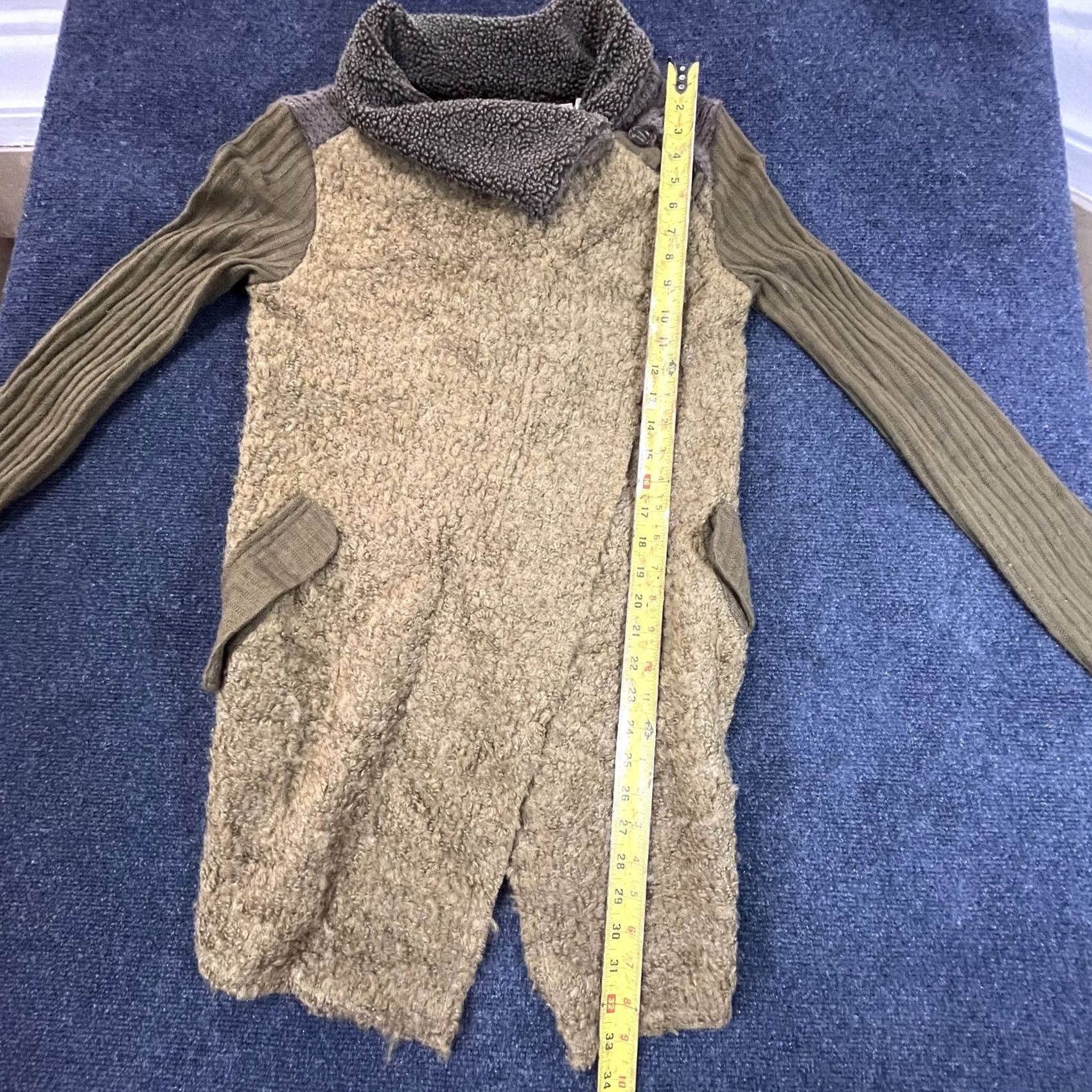 Miss Me Miss Me Sweater Cardigan Womens Medium Brown Wool Blend Asymmetrical Collar Knit Pockets Size M / US 6-8 / IT 42-44 - 5 Thumbnail