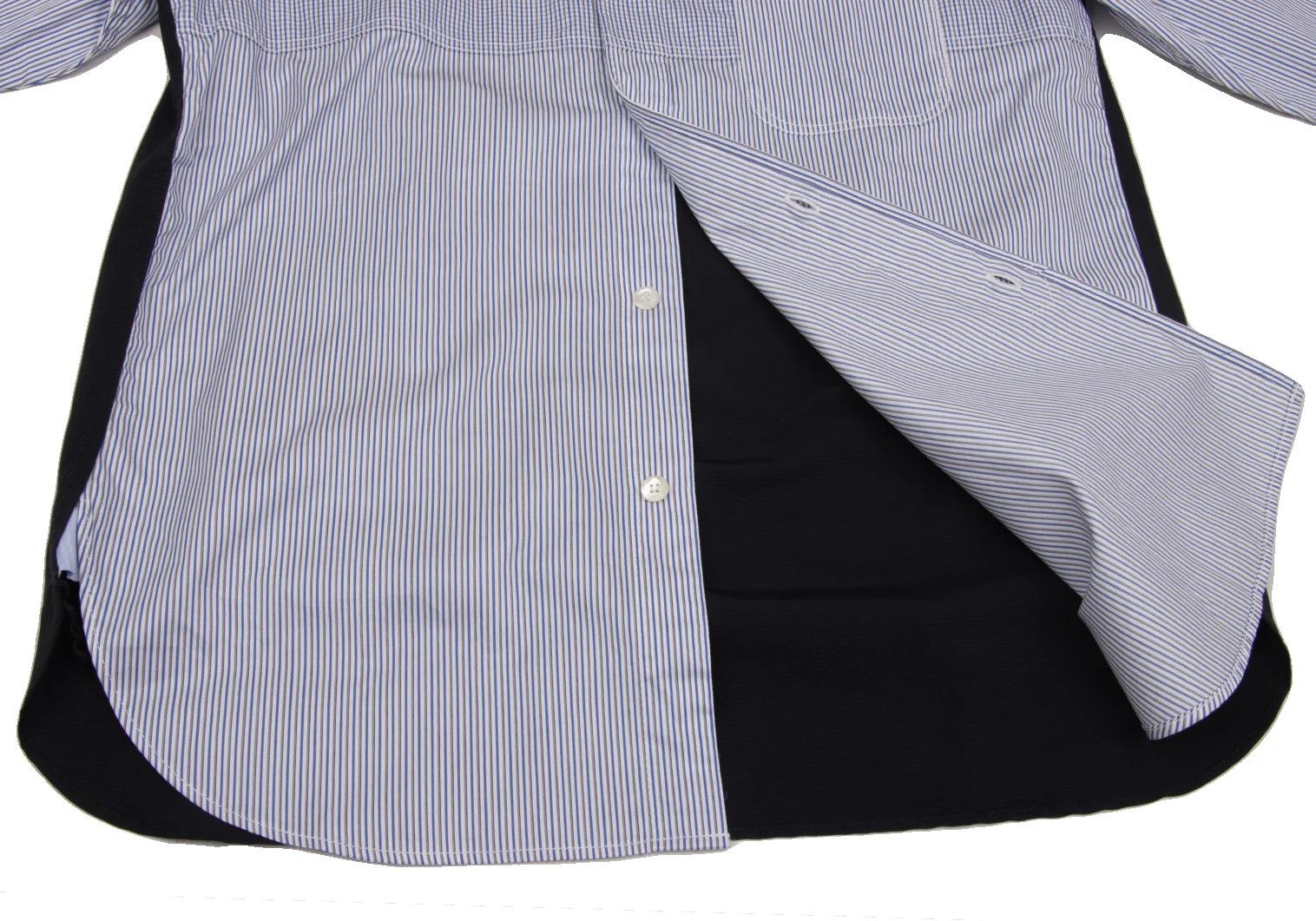 Junya Watanabe Button-Down Striped Shirt in Navy Blue and Others, XS Size US XS / EU 42 / 0 - 8 Thumbnail