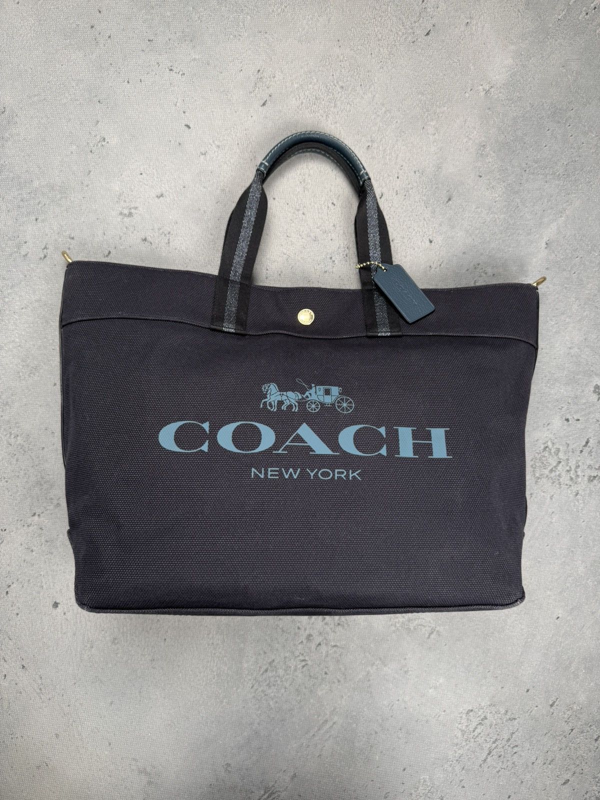 Coach Vintage Coach New York Navi Canvas Tote Bag with Blue Strap Size ONE SIZE - 18 Thumbnail