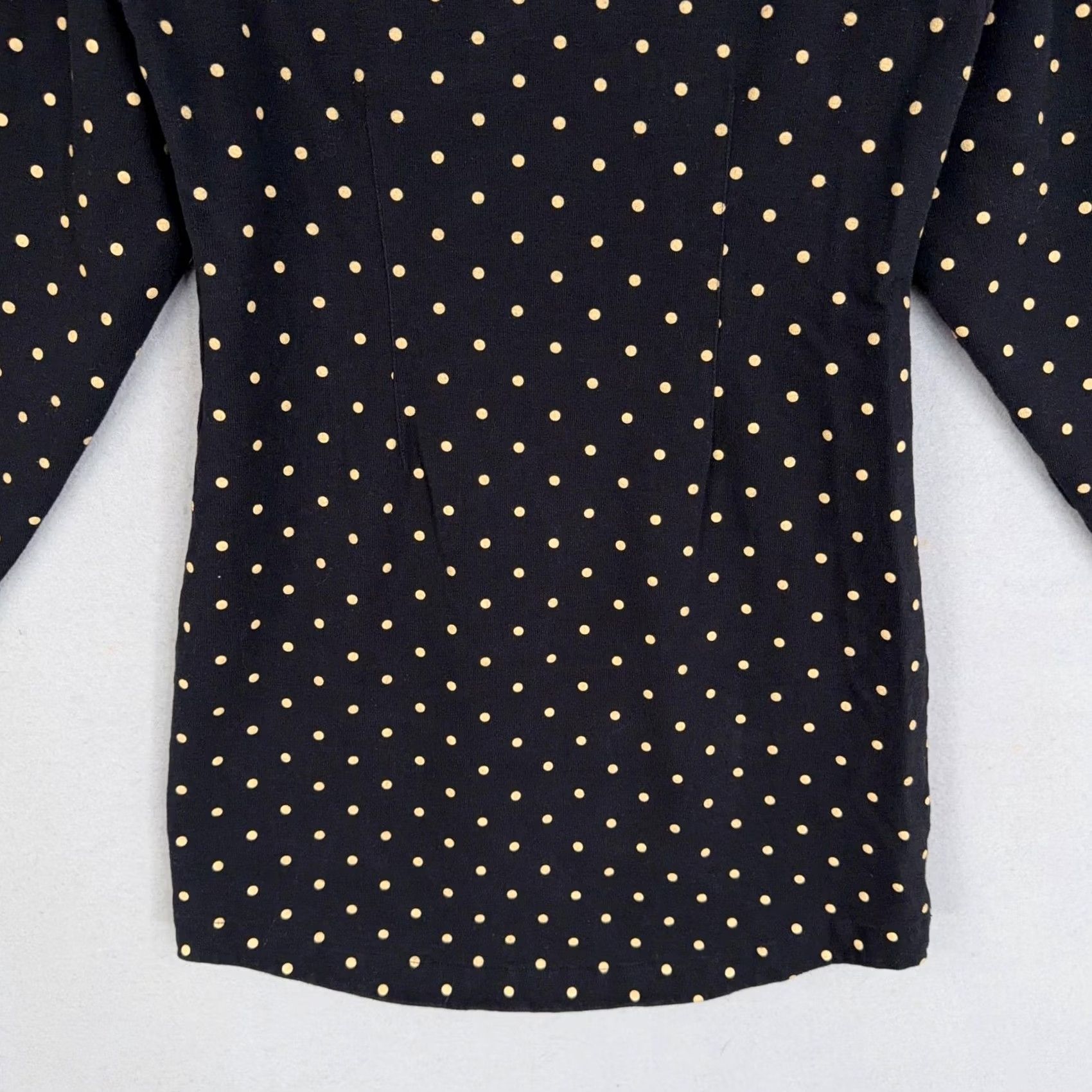 Rebecca Taylor La Vie Rebecca Taylor Dress Womens XS Black Polka Dot Mini Office/Work Retro Long Sleeve Puff Boat Neck Pullover Size XS / US 0-2 / IT 36-38 - 3 Thumbnail