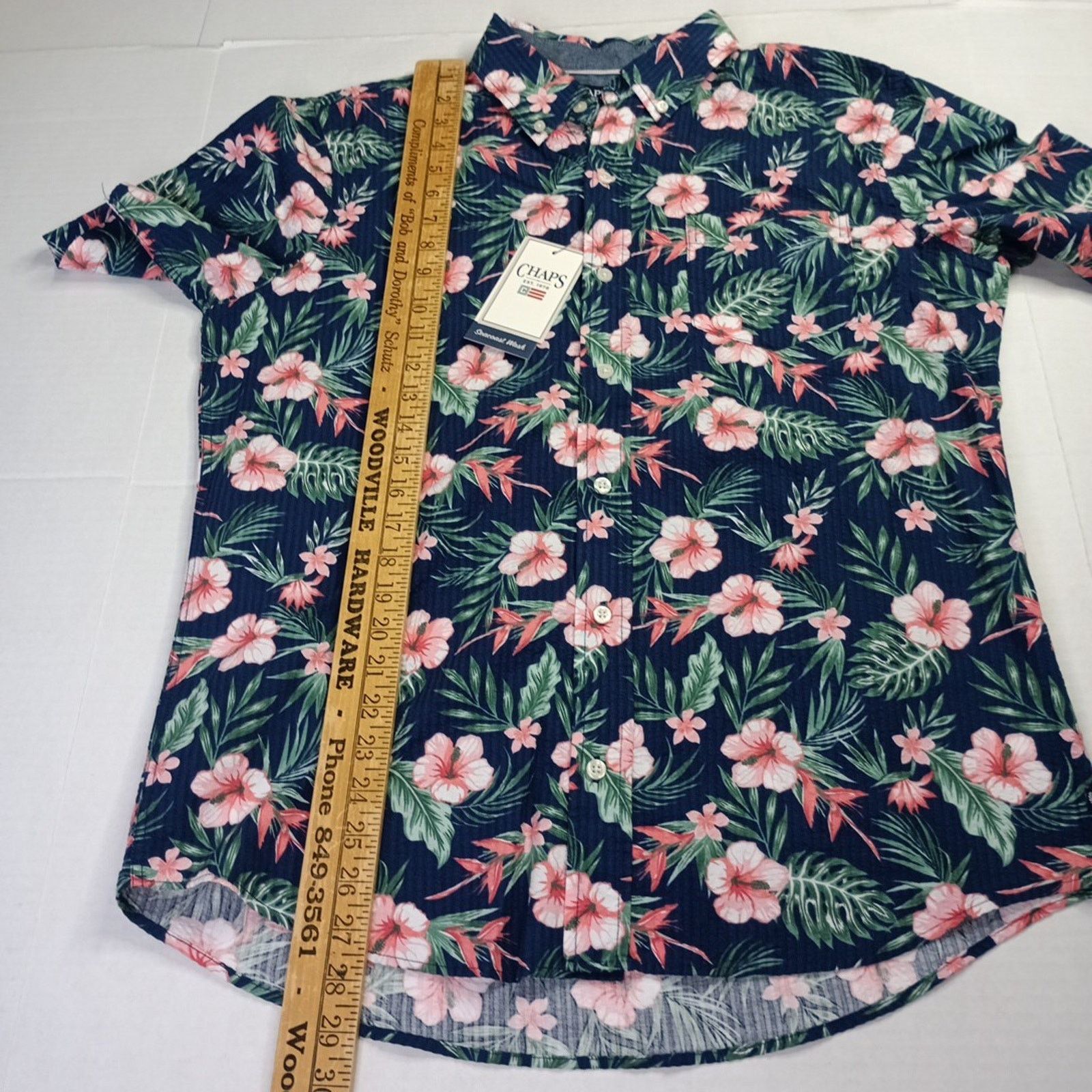 Chaps Chaps Floral Seersucker Woven Shirt Men's M Nantucket Navy Size US M / EU 48-50 / 2 - 5 Thumbnail