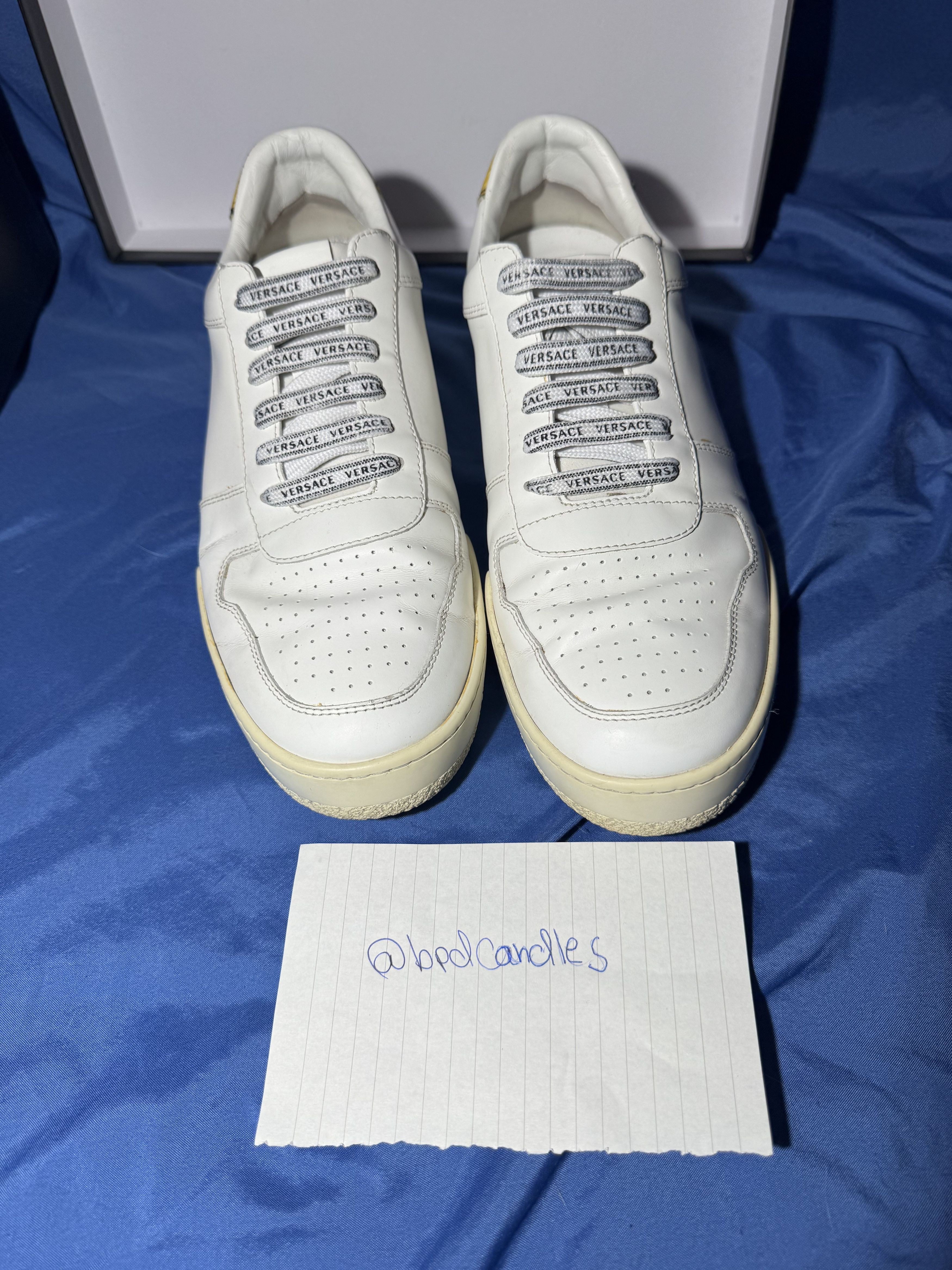 Versace white gold low top court sneakers USED size 42