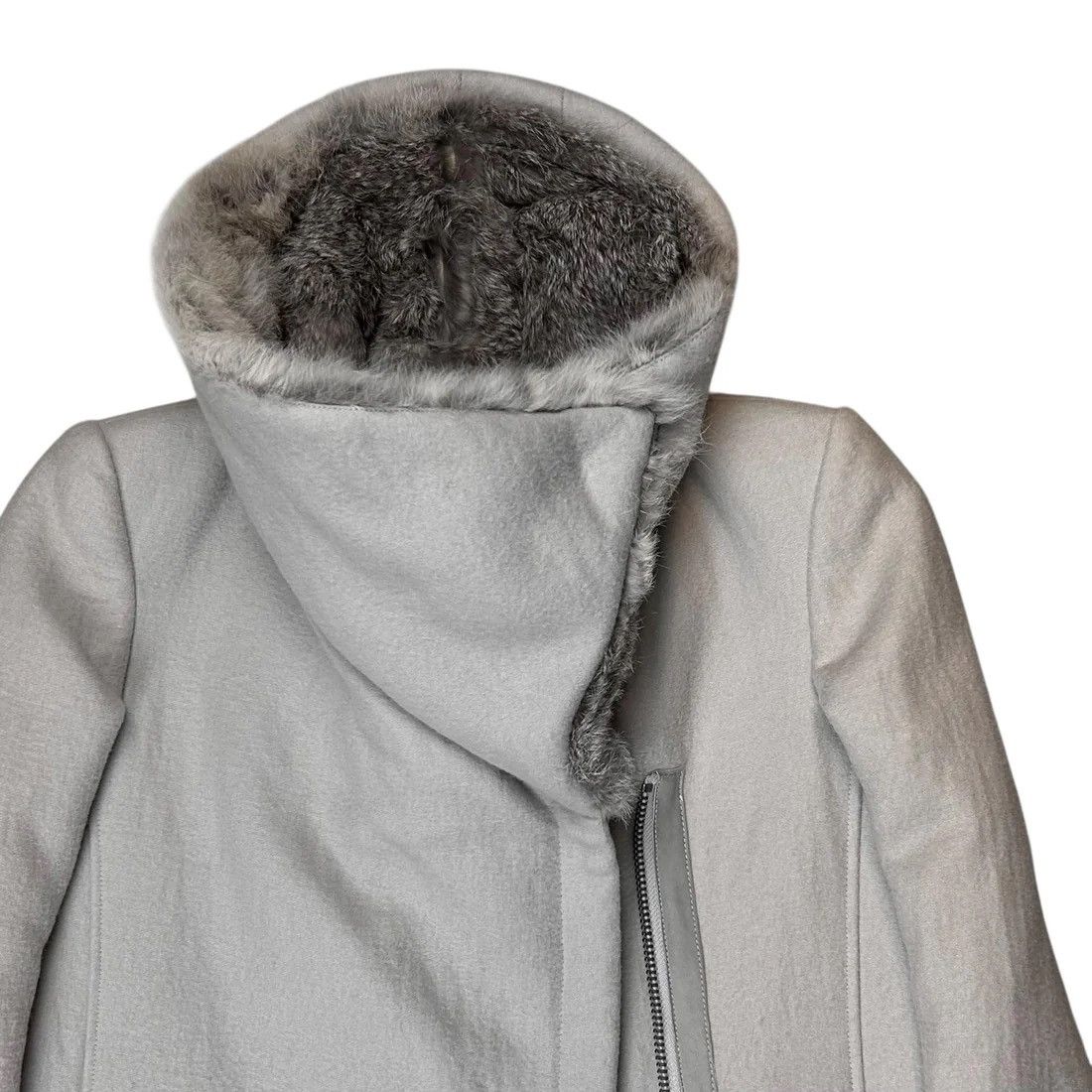 Helmut Lang Helmut Lang Asymmetric Rabbit Fur Collar Coat - AW10 Size US XS / EU 42 / 0 - 7 Thumbnail