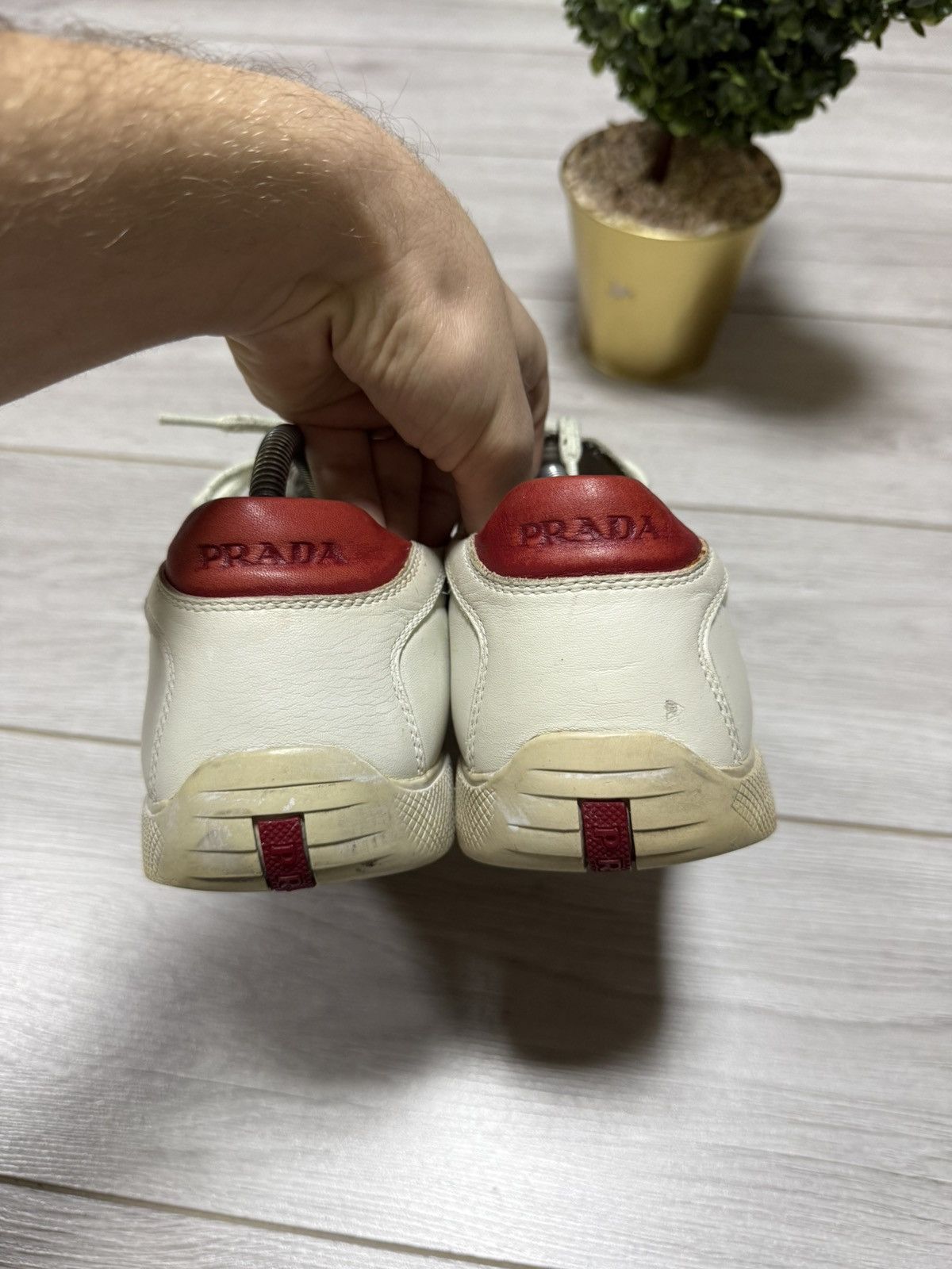 Prada Prada leather red tab sneakers shoes americas cup Size US 10 / EU 43 - 6 Thumbnail