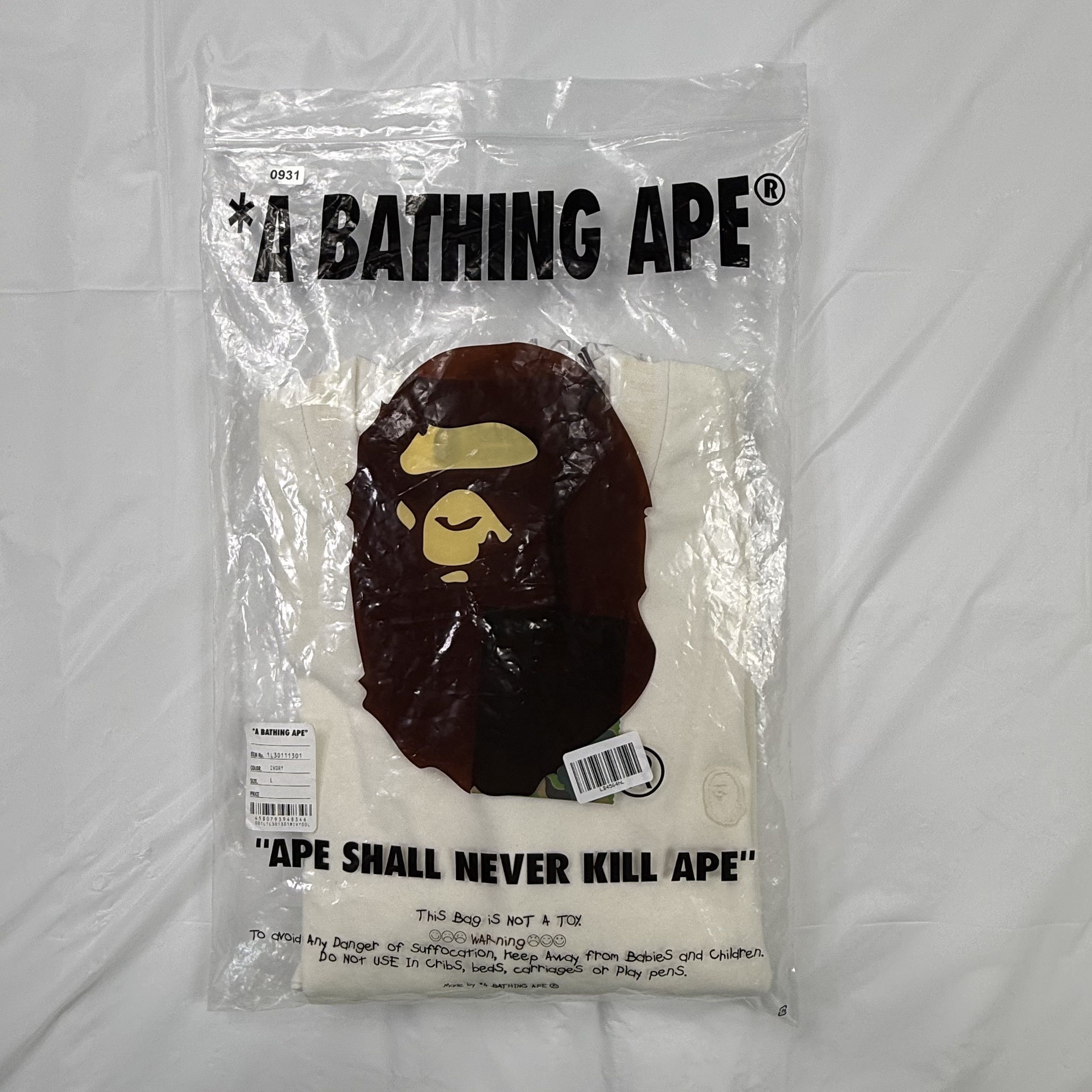 Bape A Bathing Ape BAPE Long Sleeve T-Shirt Cream Off-White Size US L / EU 52-54 / 3 - 12 Thumbnail